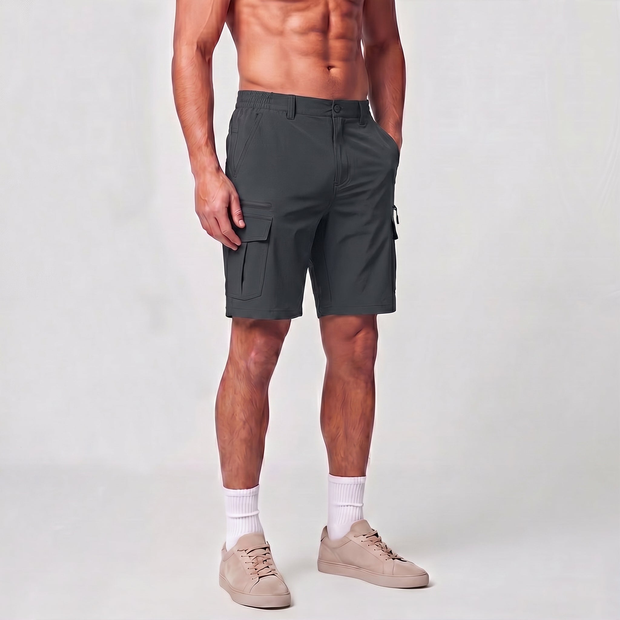 Men 9 Inch Hiking Cargo Shorts - Water Resistant 7 Pocket Stretch Tactical Shorts