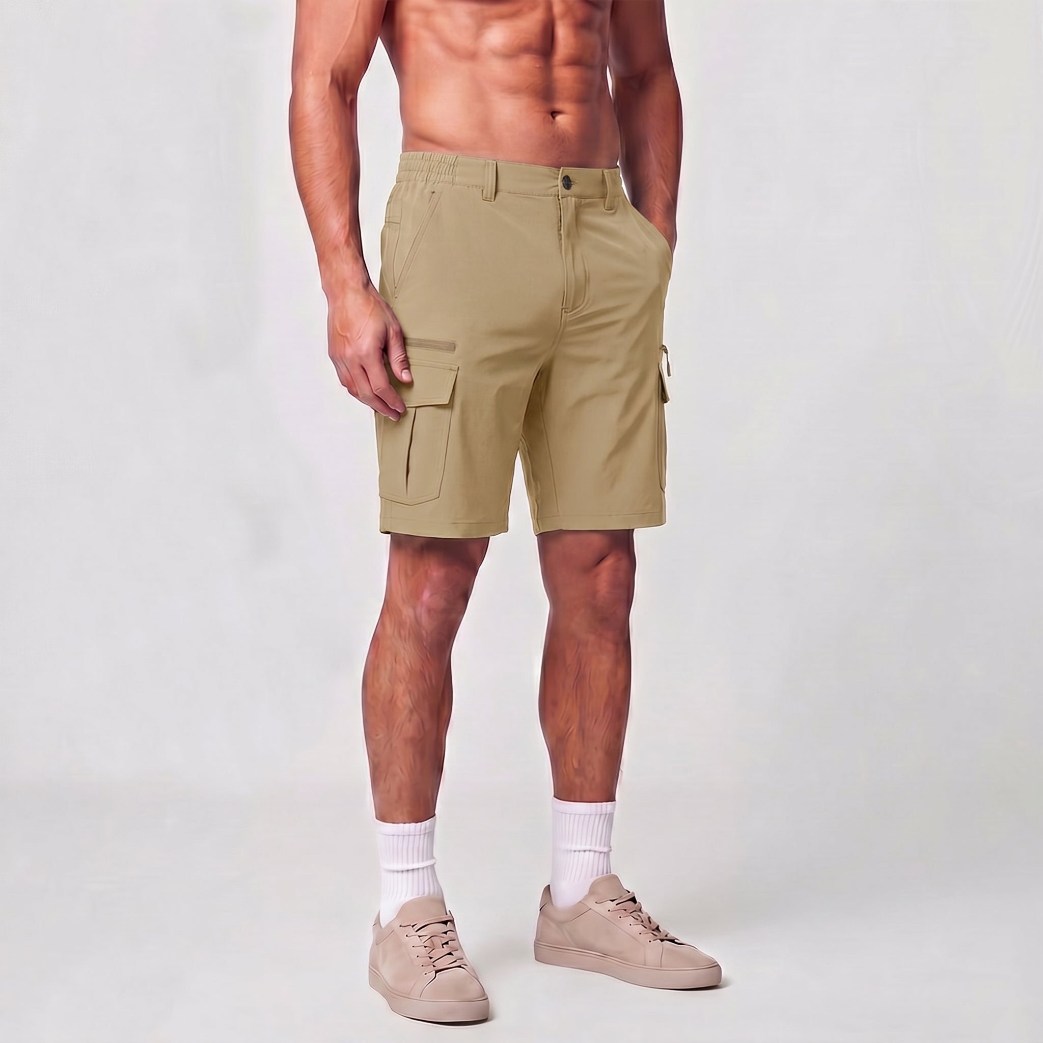 Men 9 Inch Hiking Cargo Shorts - Water Resistant 7 Pocket Stretch Tactical Shorts
