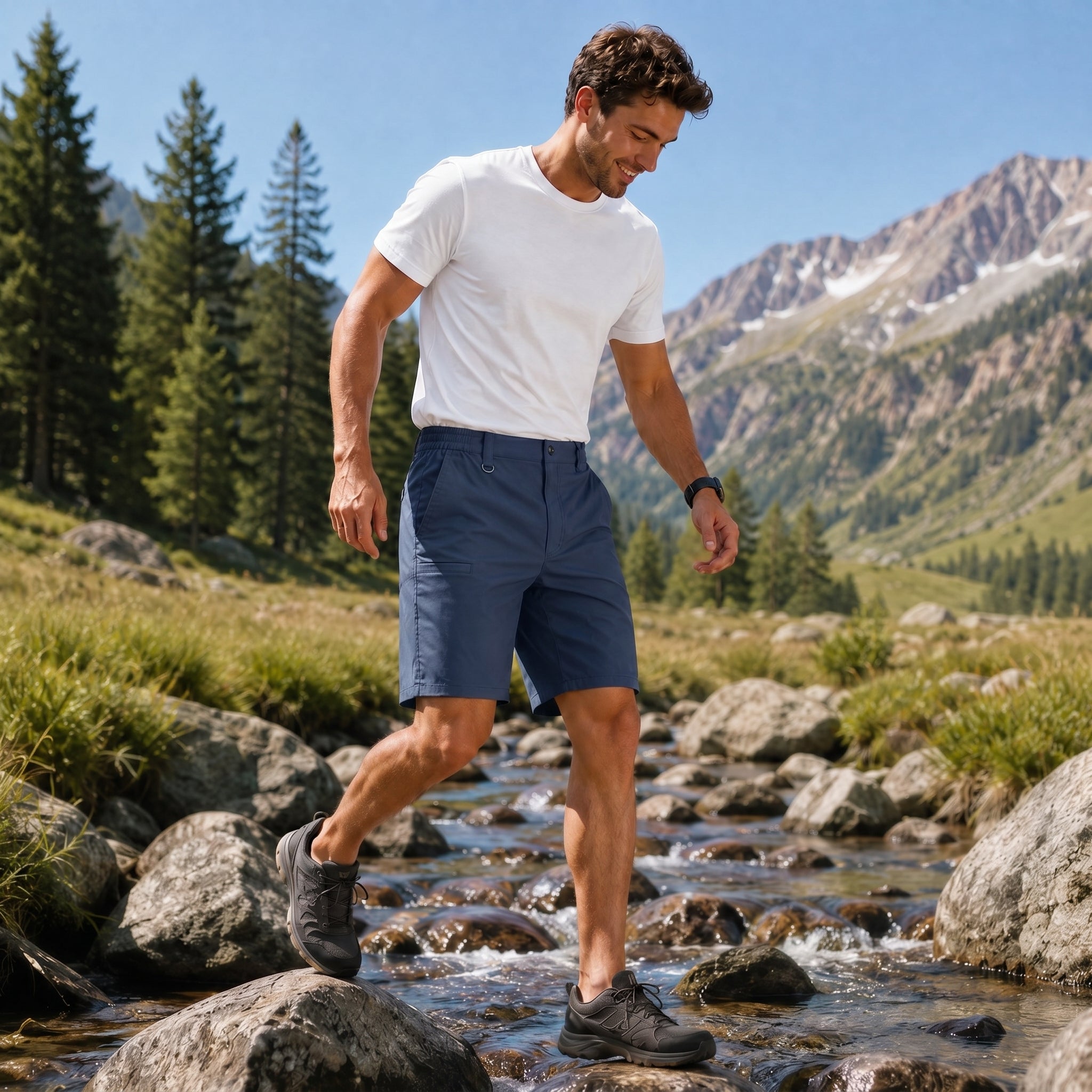 Men's Stretch Cotton Cargo Shorts - Below Knee Utility Work Shorts