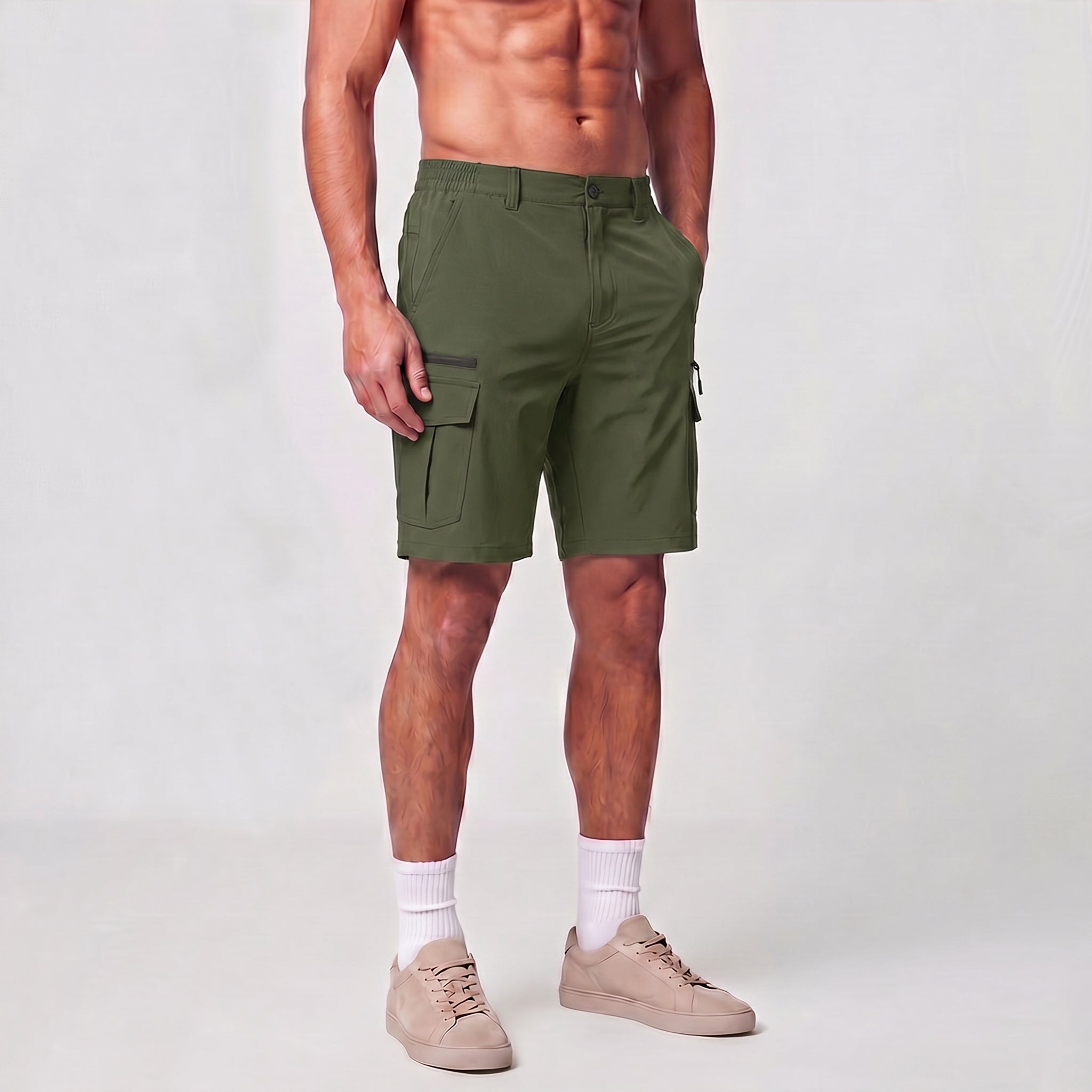 Men 9 Inch Hiking Cargo Shorts - Water Resistant 7 Pocket Stretch Tactical Shorts