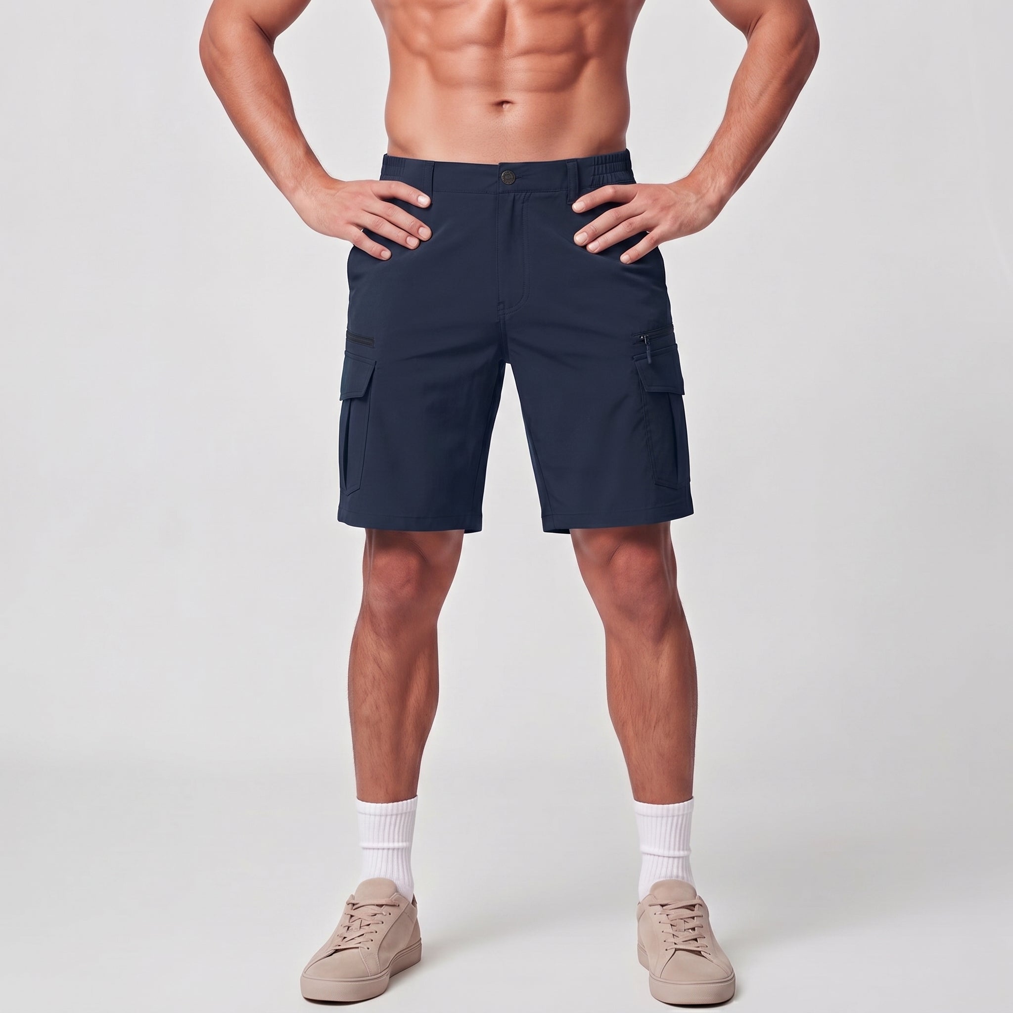Men 9 Inch Hiking Cargo Shorts - Water Resistant 7 Pocket Stretch Tactical Shorts