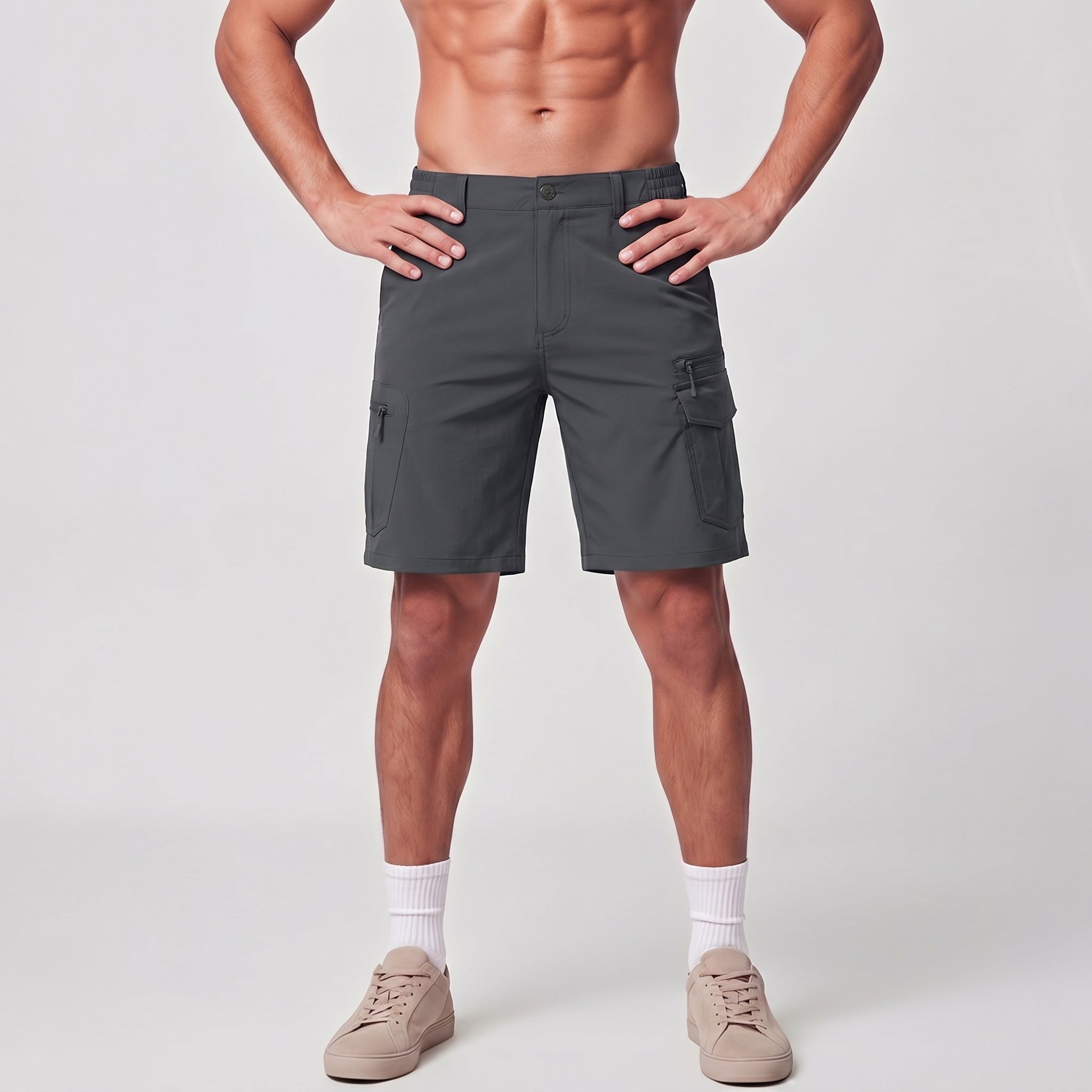 Men 9 Inch Hiking Cargo Shorts - Water Resistant 7 Pocket Stretch Tactical Shorts