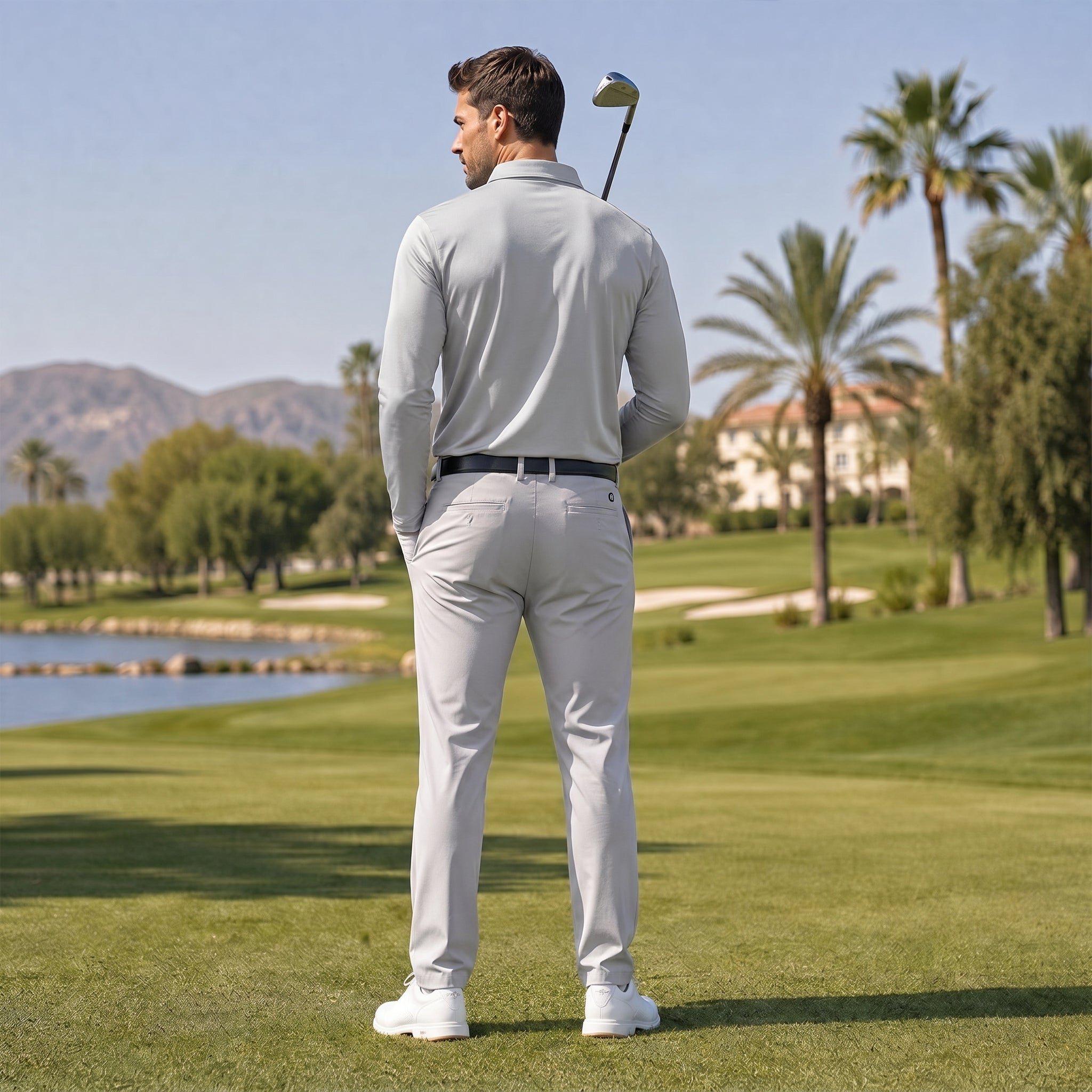 Men‘s Long Sleeve Golf Polo - Moisture Wicking Stretch Performance Shirt