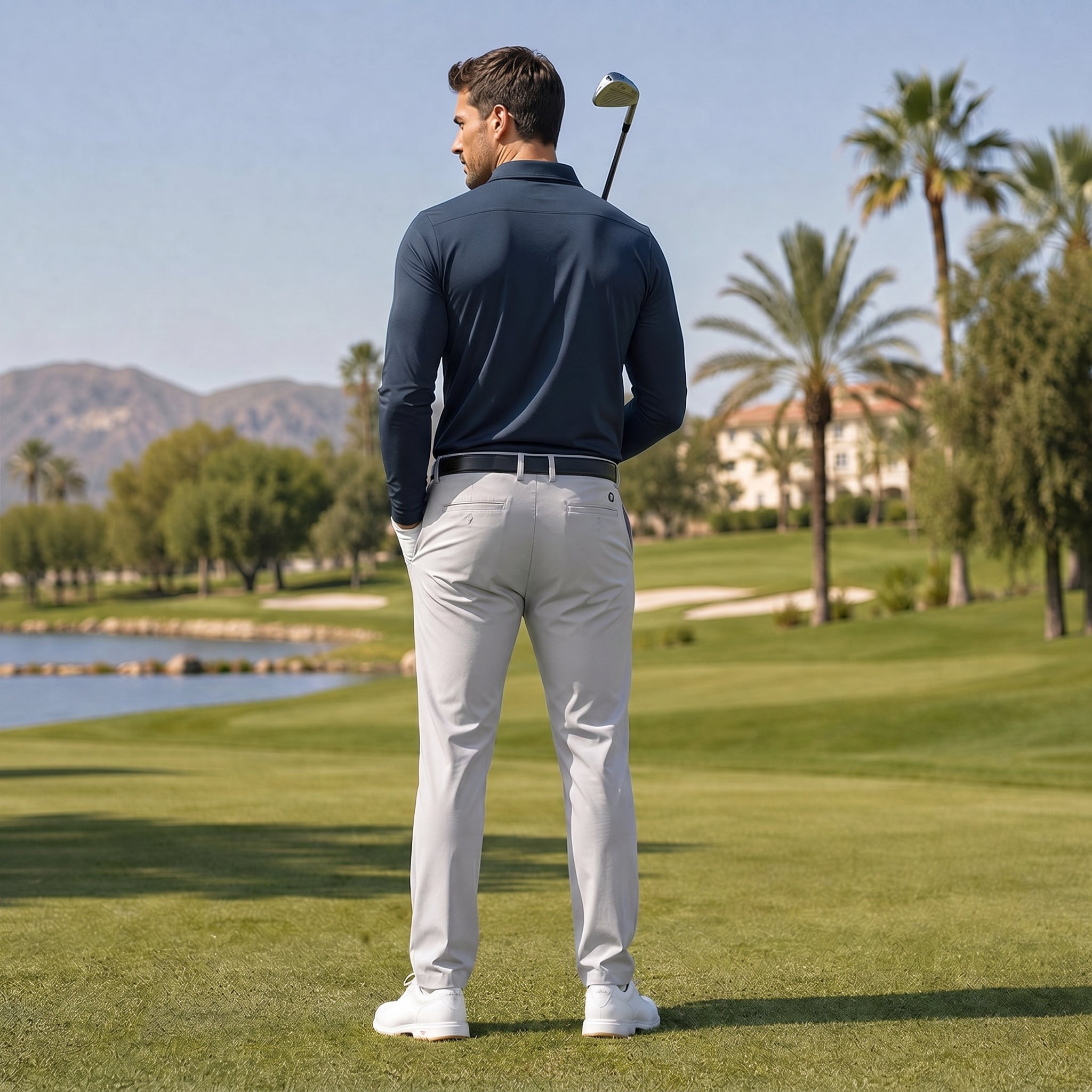 Men‘s Long Sleeve Golf Polo - Moisture Wicking Stretch Performance Shirt