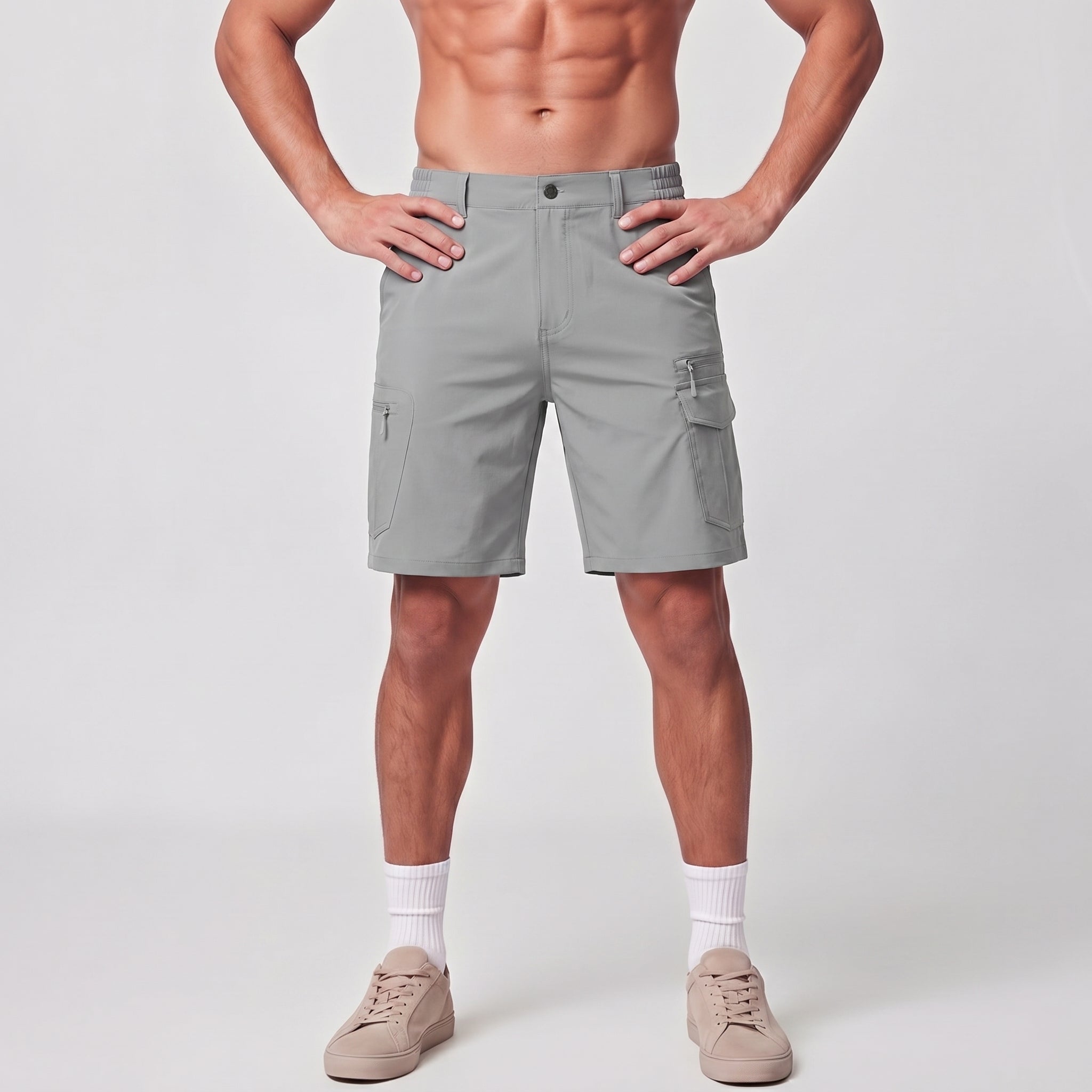 Men 9 Inch Hiking Cargo Shorts - Water Resistant 7 Pocket Stretch Tactical Shorts