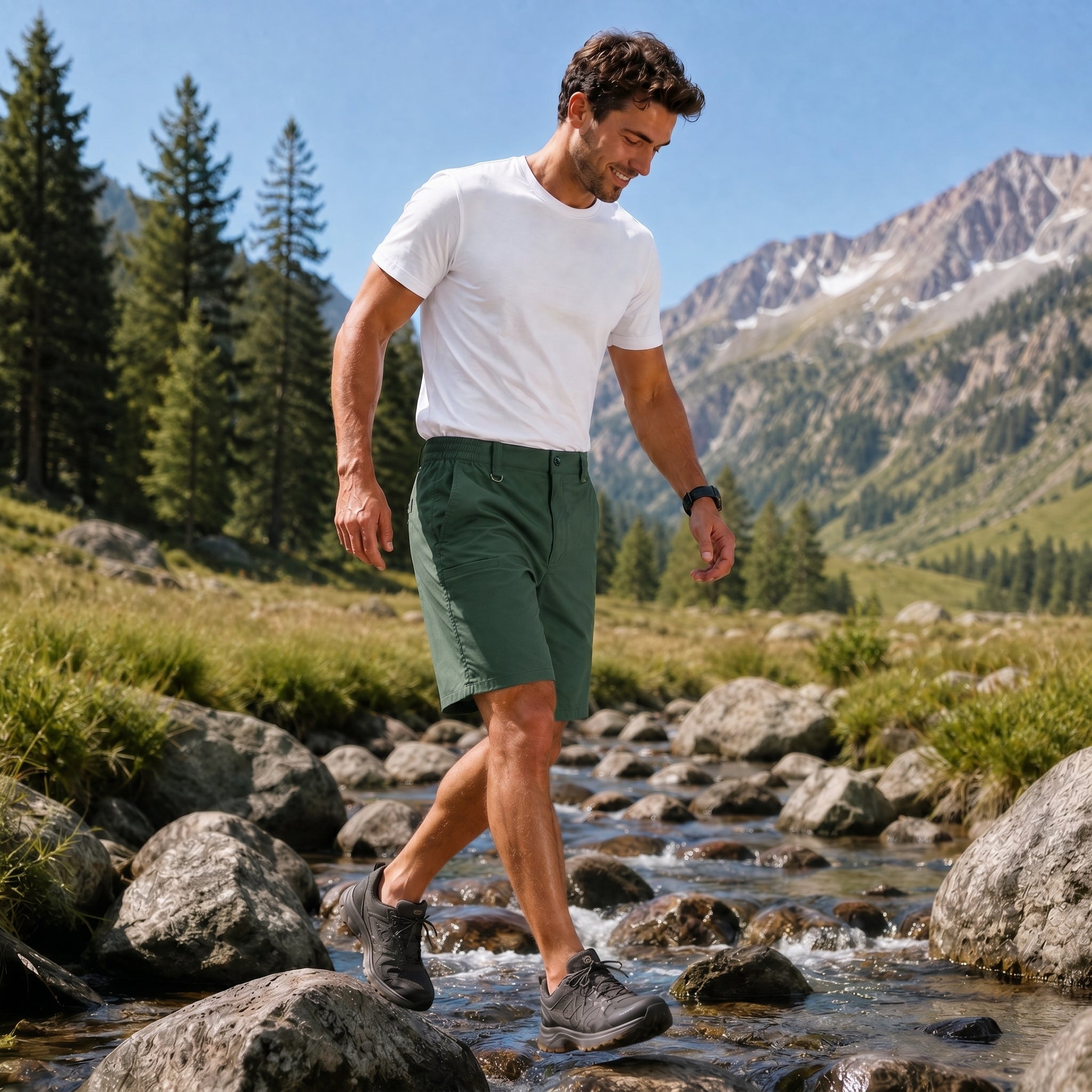 Men's Stretch Cotton Cargo Shorts - Below Knee Utility Work Shorts