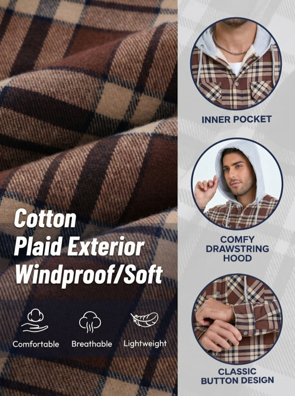 Men's Plaid Winter Sherpa Lined Flannel Jacket