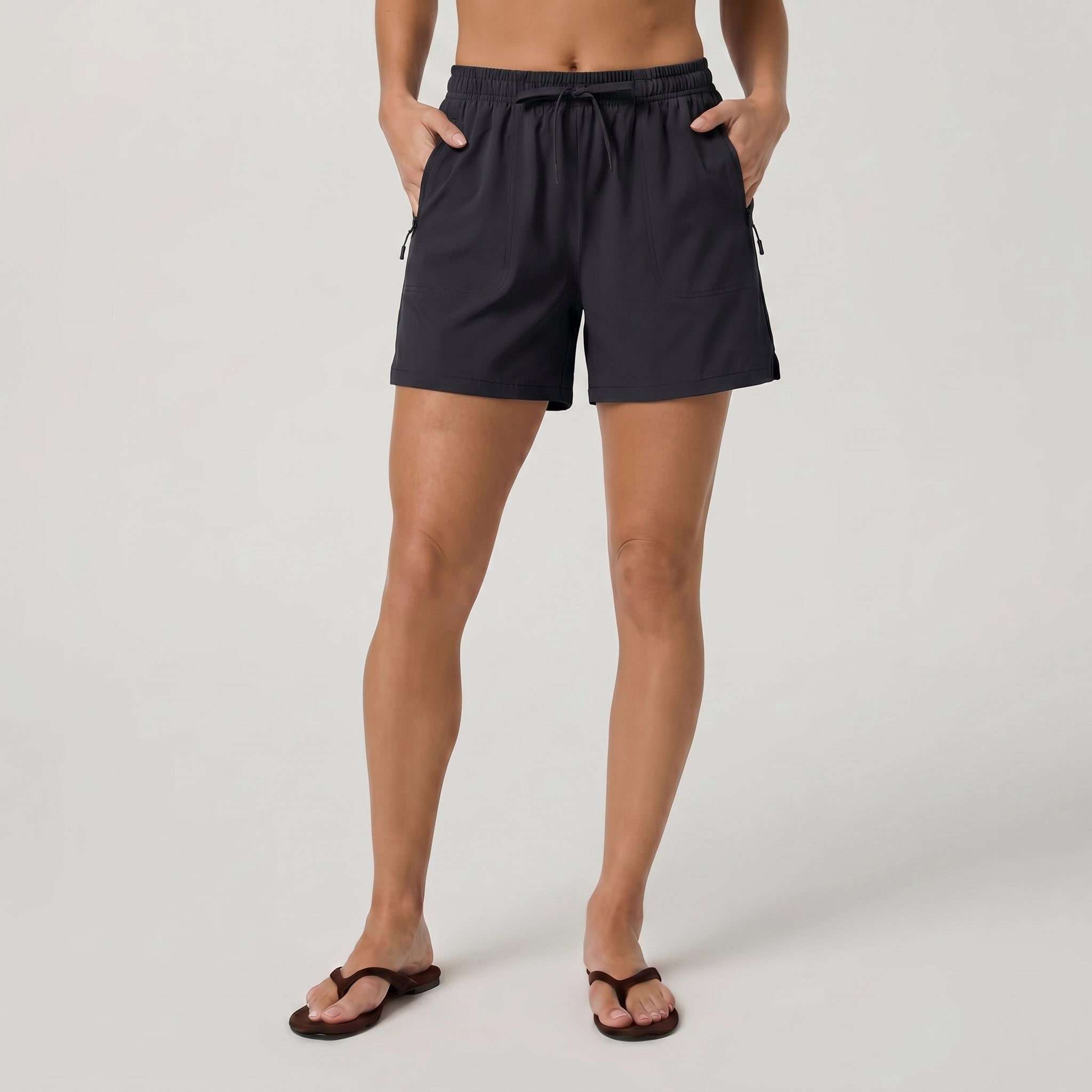Women's 5 Inch Water Resistant Hiking Shorts UPF 50 Plus Quick Dry Golf Shorts with Zipper Pockets