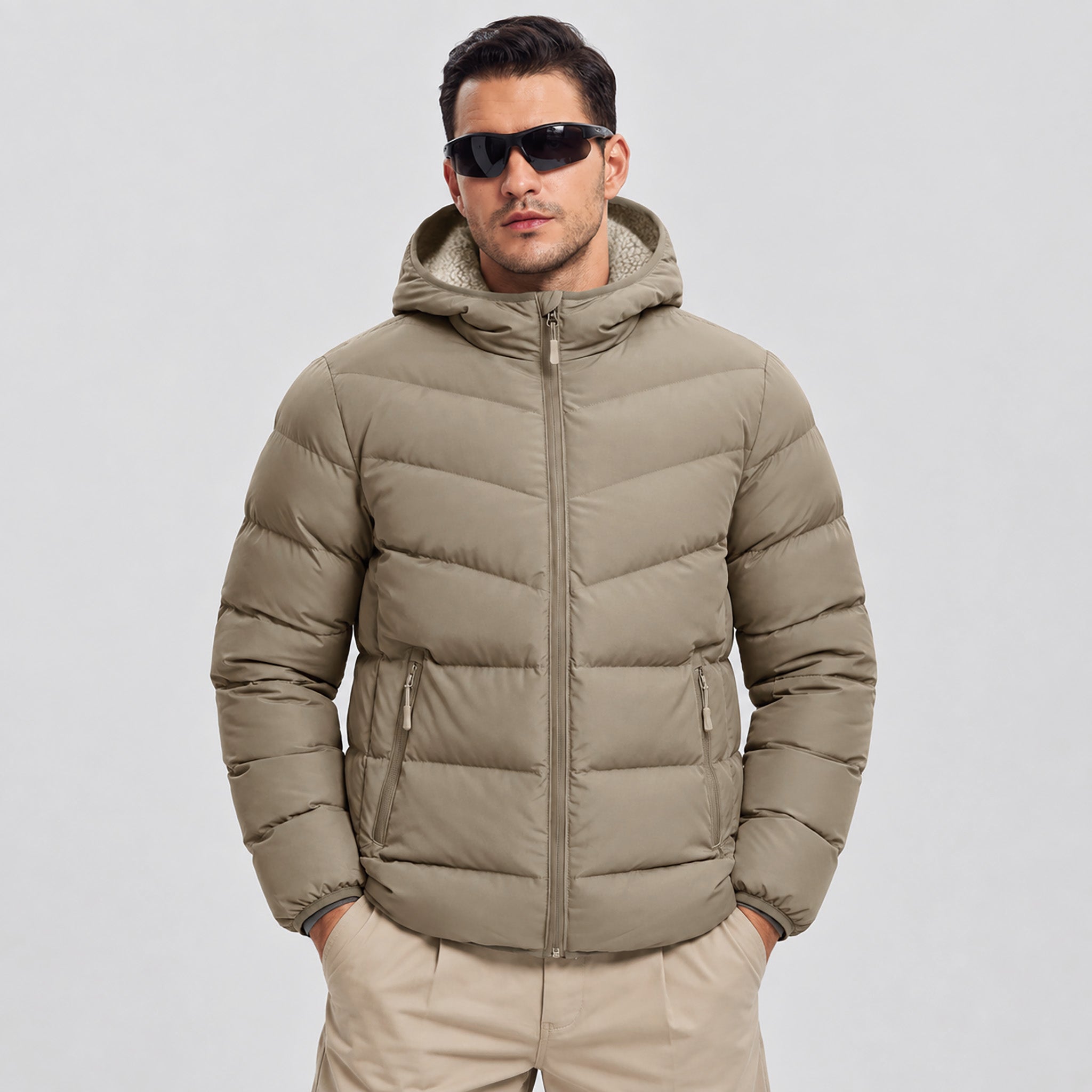 Men's Lightweight Quilted Puffer Jacket with Hood