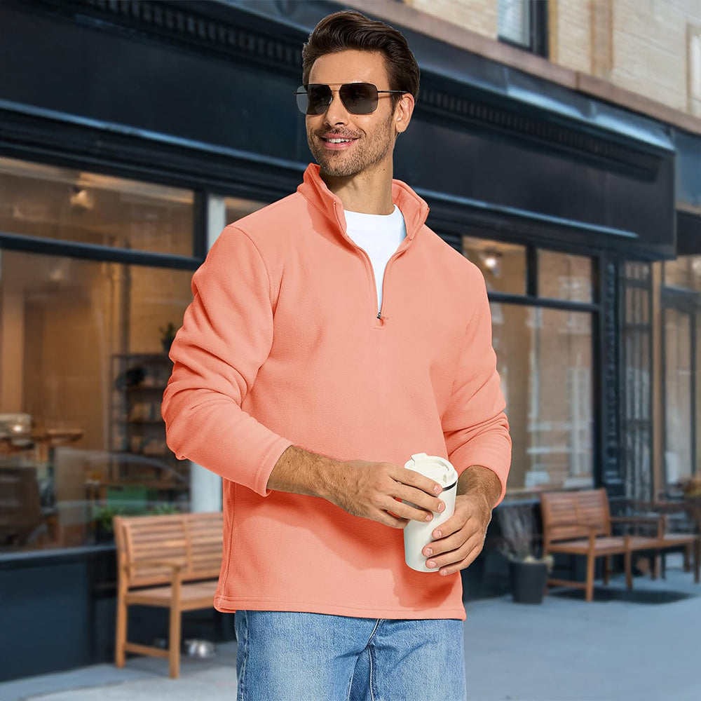 Men's Polar Fleece Pullover Quarter Zip Winter Sweatshirt