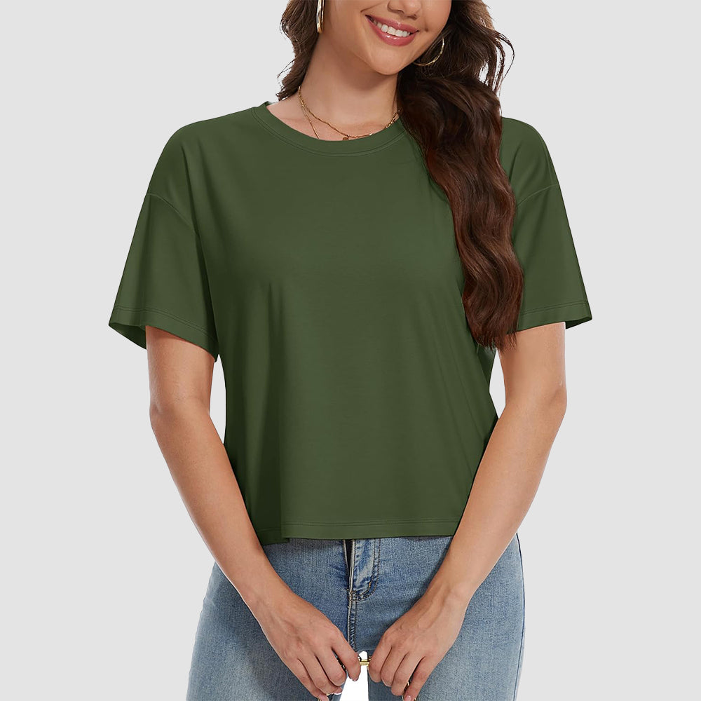 【New In】Women's Cotton UPF 50+ Summer Crop Top T-Shirt