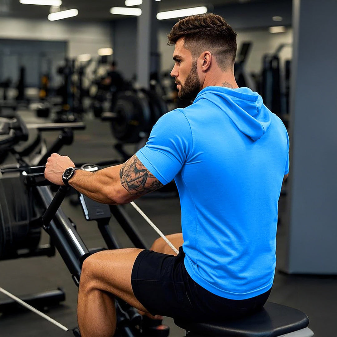 Mens Fashion Athletic Hoodies T-shirt Sport Sweatshirt Solid Color