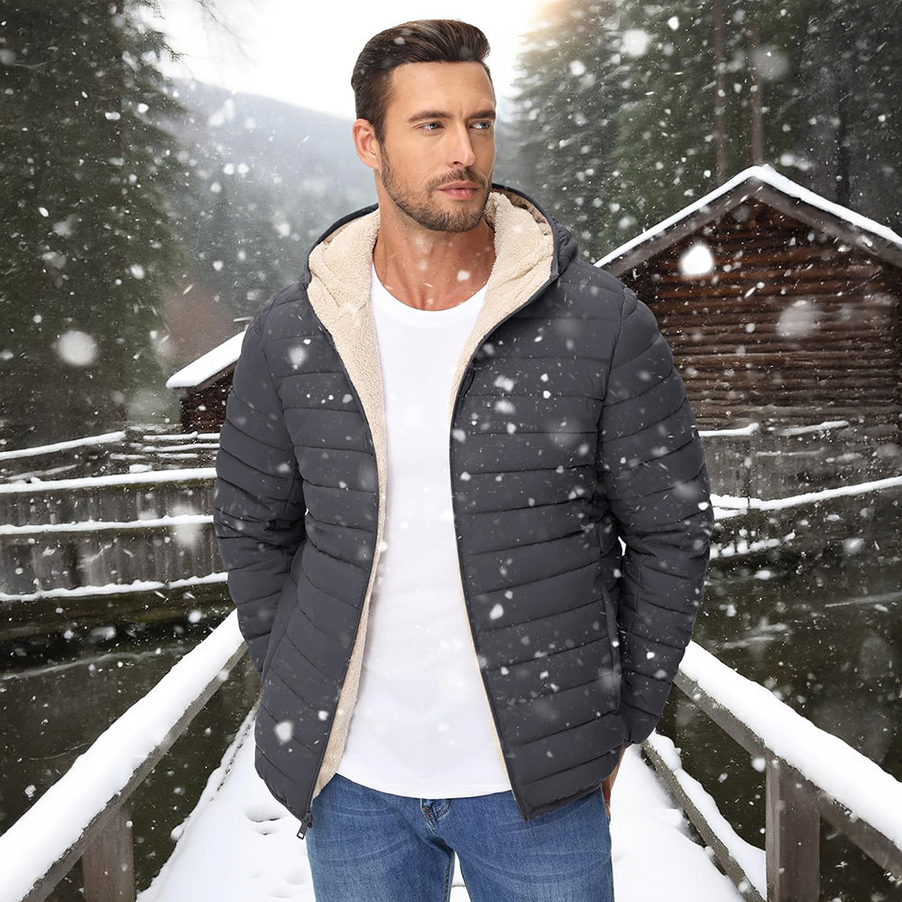 Men's Winter Puffer Jacket Hooded Water Resistant Coat