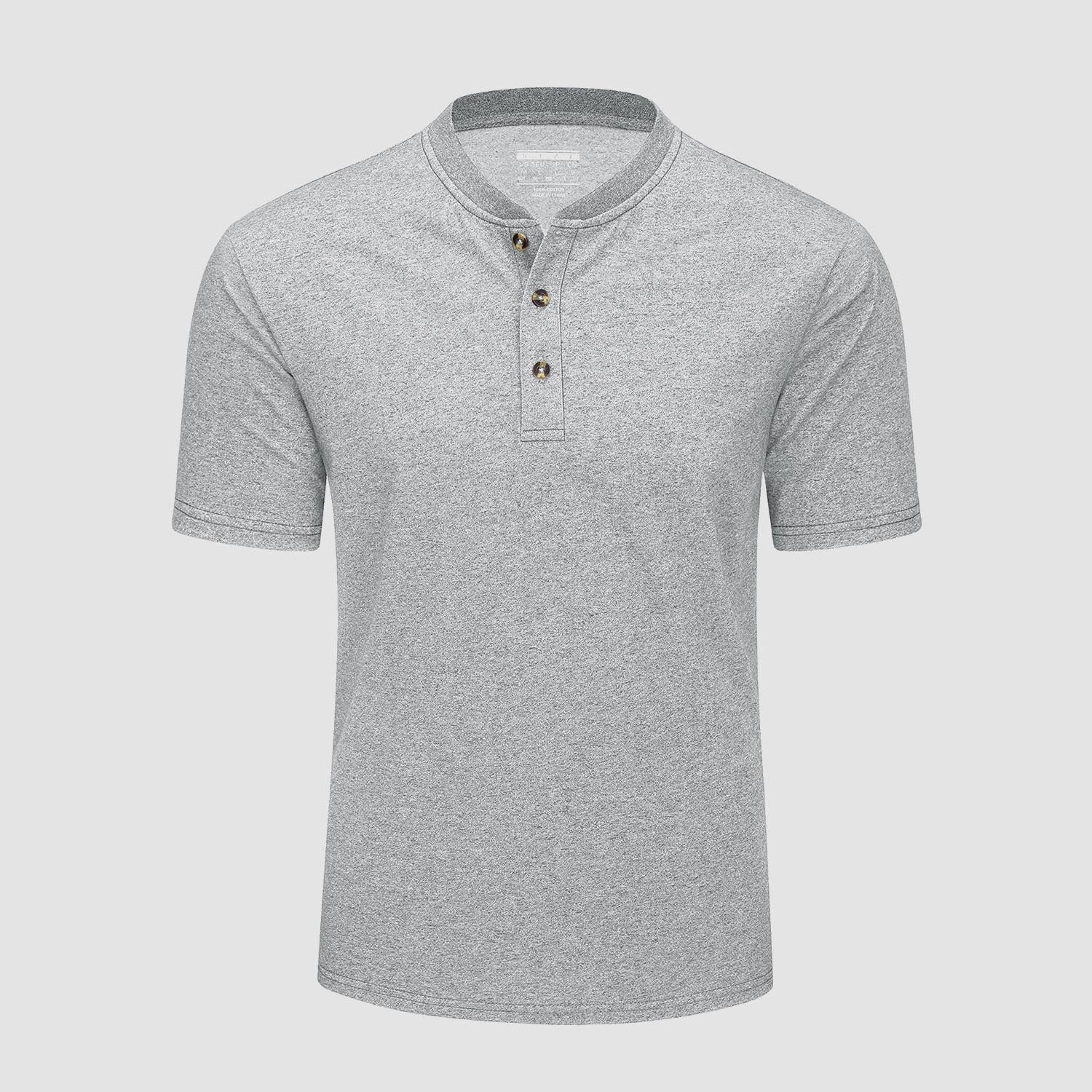 Men's Cotton Henley Shirt Casual Summer T-Shirt - MAGCOMSEN