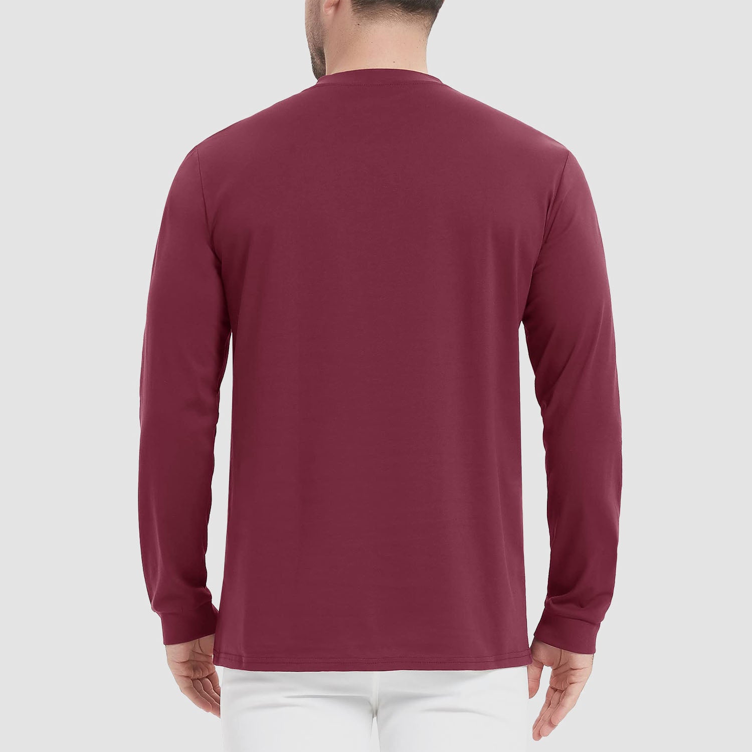 Men's Cotton Long Sleeve Henley Shirt, Casual Work Tee - MAGCOMSEN