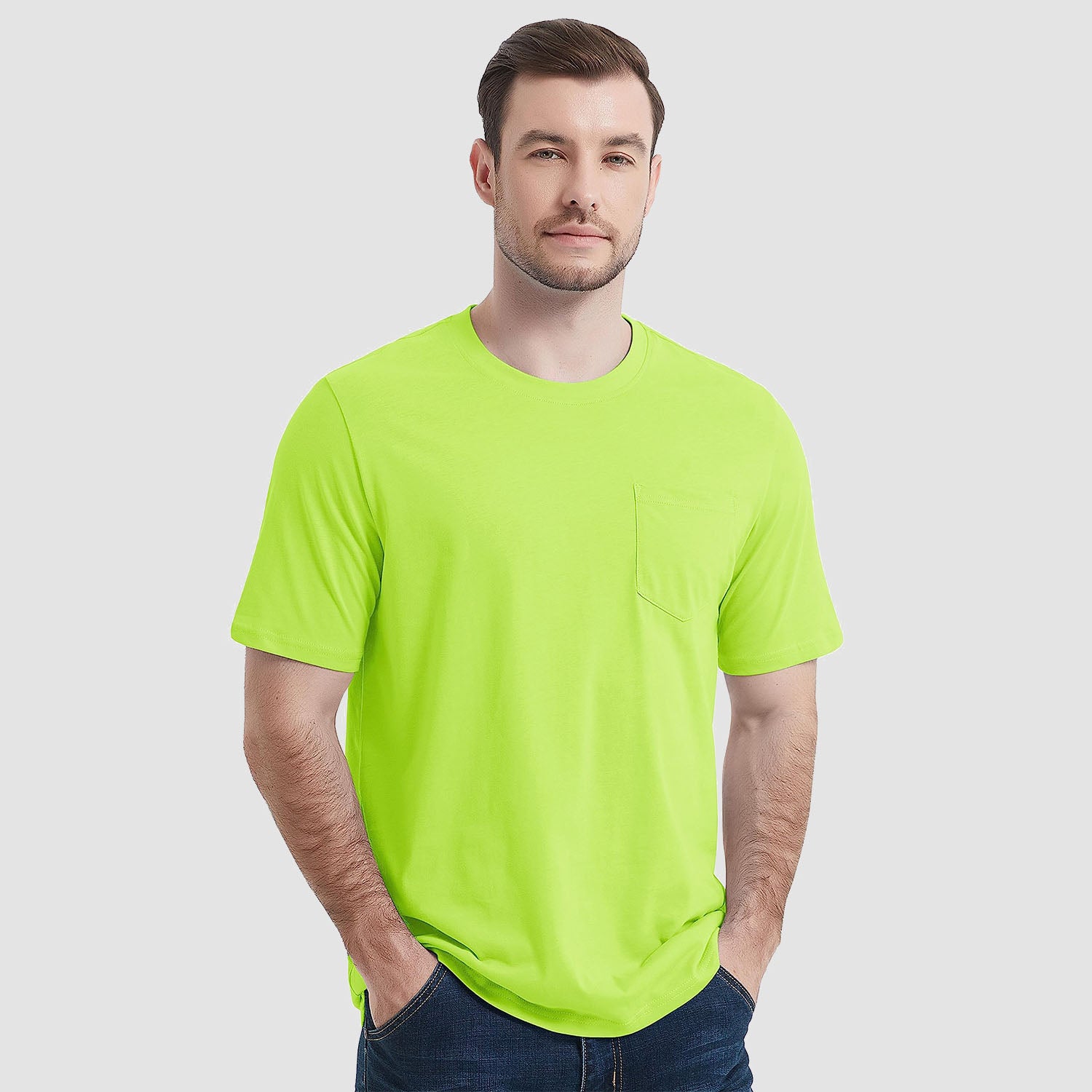 Men's Short Sleeve Pocket T-Shirts Cotton Crew neck Tee