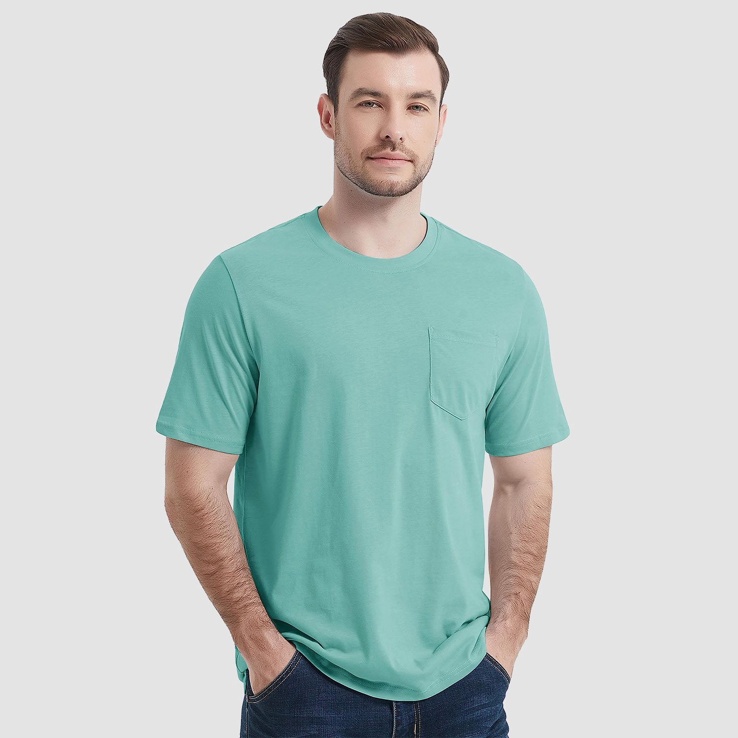 Men's Short Sleeve Pocket T-Shirts Cotton Crew neck Tee