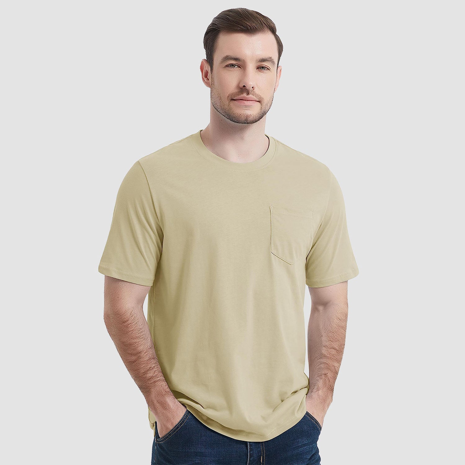 Men's Short Sleeve Pocket T-Shirts Cotton Crew neck Tee