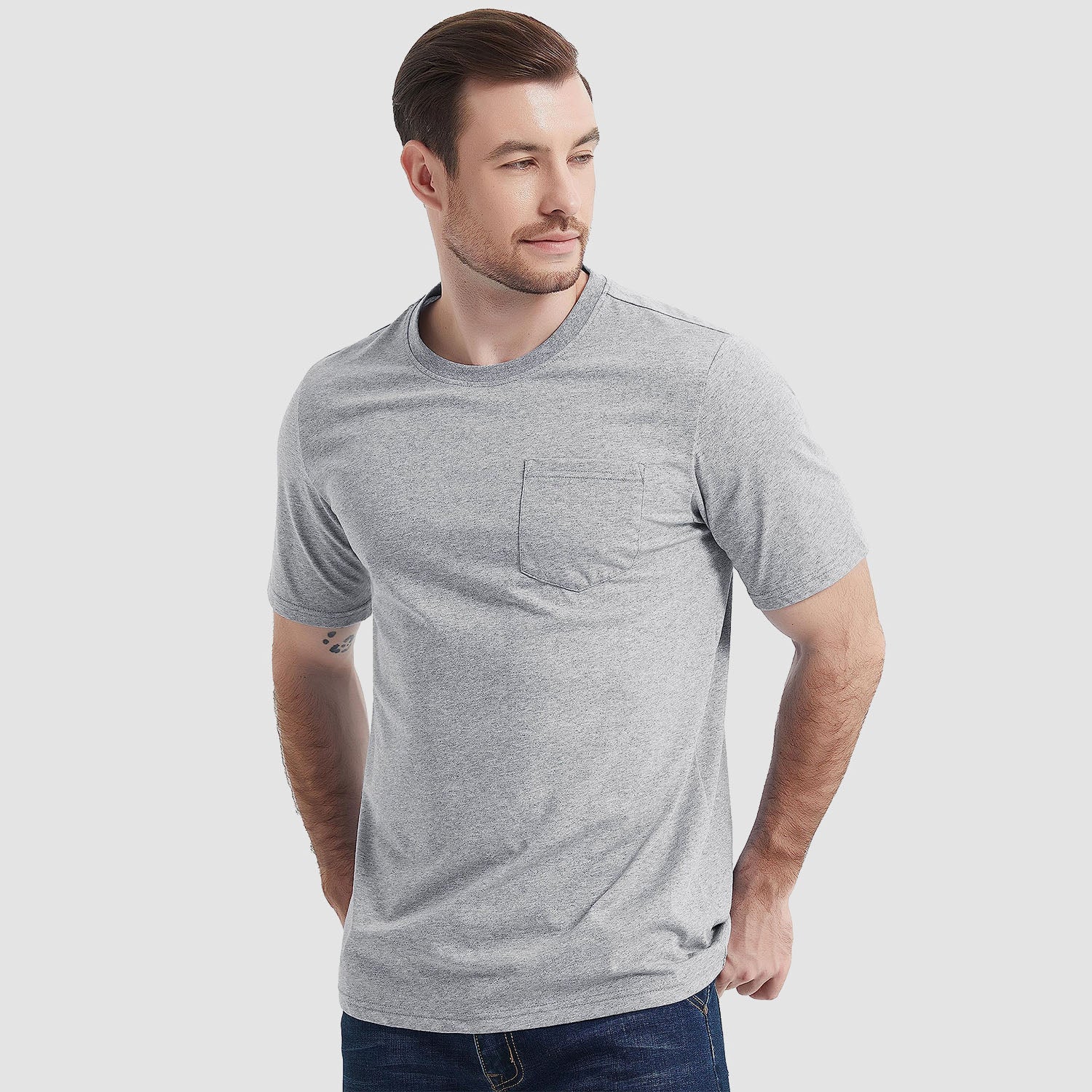 Men's Short Sleeve Pocket T-Shirts Cotton Crew neck Tee