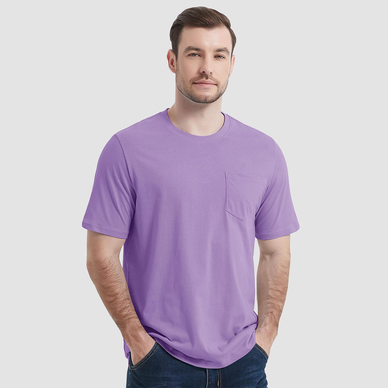 Men's Short Sleeve Pocket T-Shirts Cotton Crew neck Tee