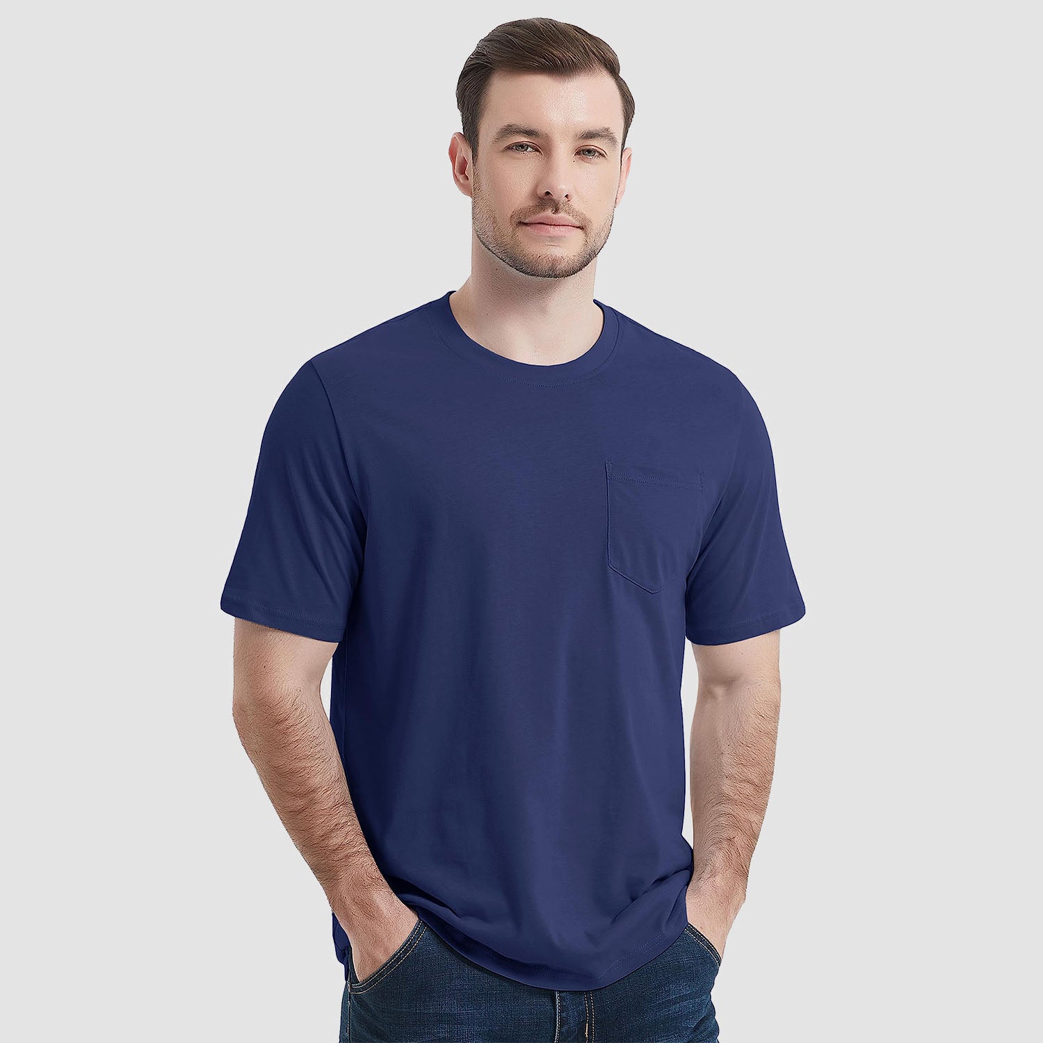Men's Short Sleeve Pocket T-Shirts Cotton Crew neck Tee