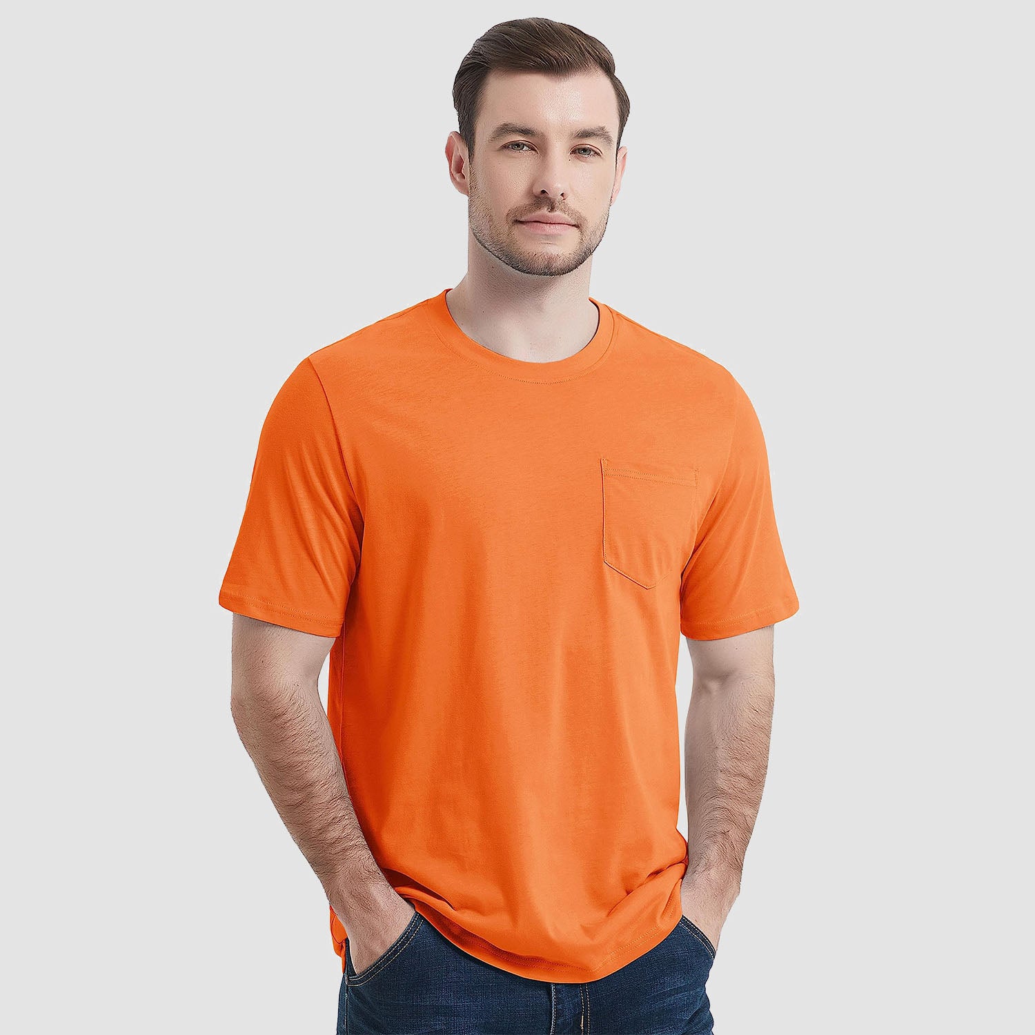 Men's Short Sleeve Pocket T-Shirts Cotton Crew neck Tee