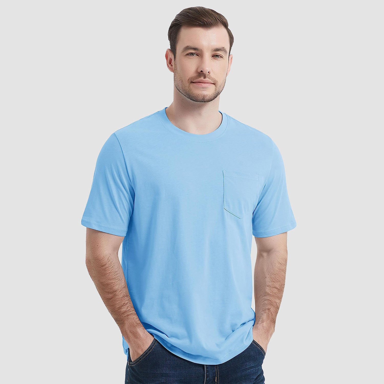 Men's Short Sleeve Pocket T-Shirts Cotton Crew neck Tee