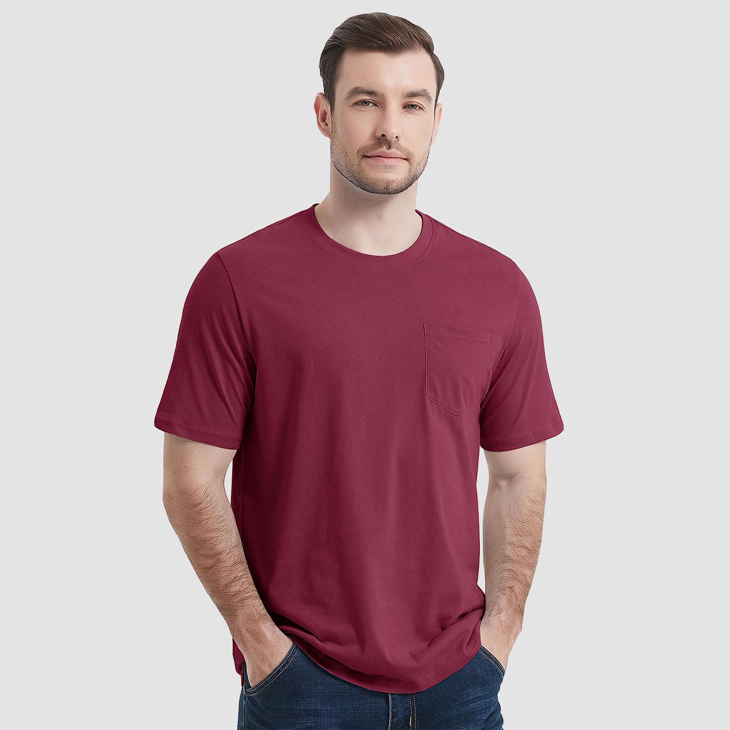 Men's Short Sleeve Pocket T-Shirts Cotton Crew neck Tee