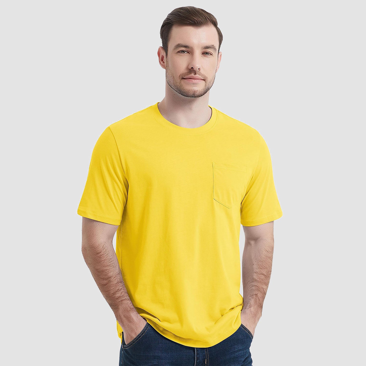 Men's Short Sleeve Pocket T-Shirts Cotton Crew neck Tee