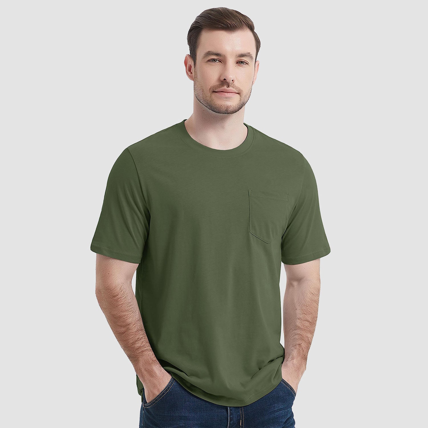 Men's Short Sleeve Pocket T-Shirts Cotton Crew neck Tee