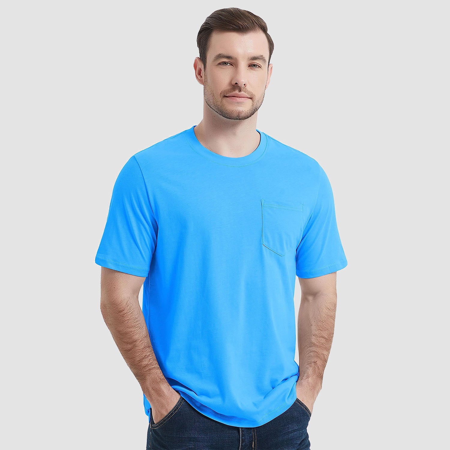 Men's Short Sleeve Pocket T-Shirts Cotton Crew neck Tee