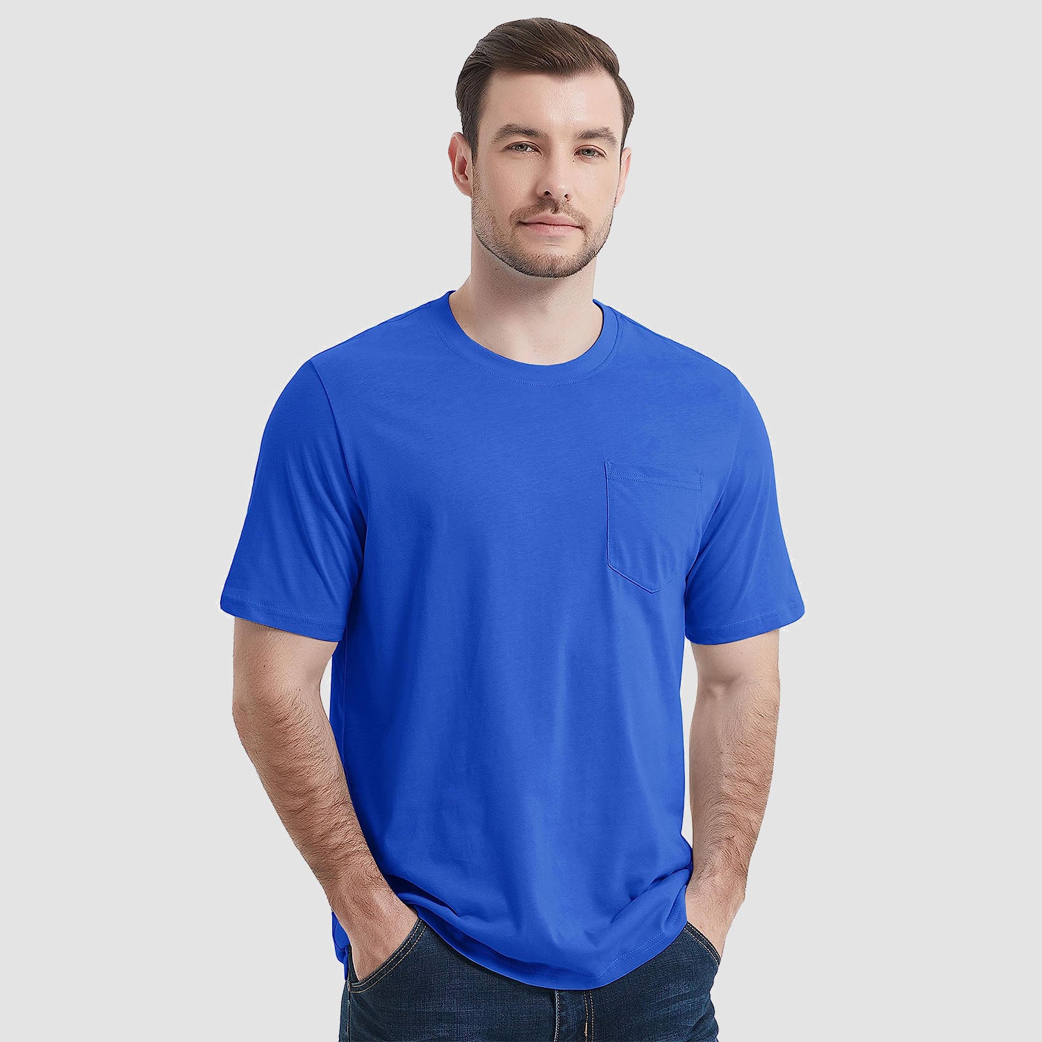 Men's Short Sleeve Pocket T-Shirts Cotton Crew neck Tee