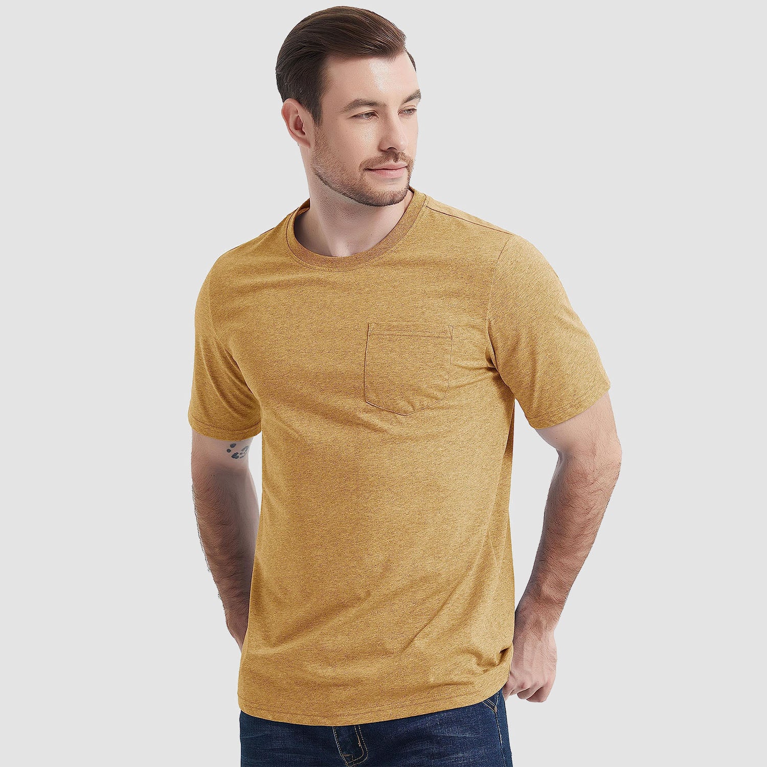 Men's Short Sleeve Pocket T-Shirts Cotton Crew neck Tee