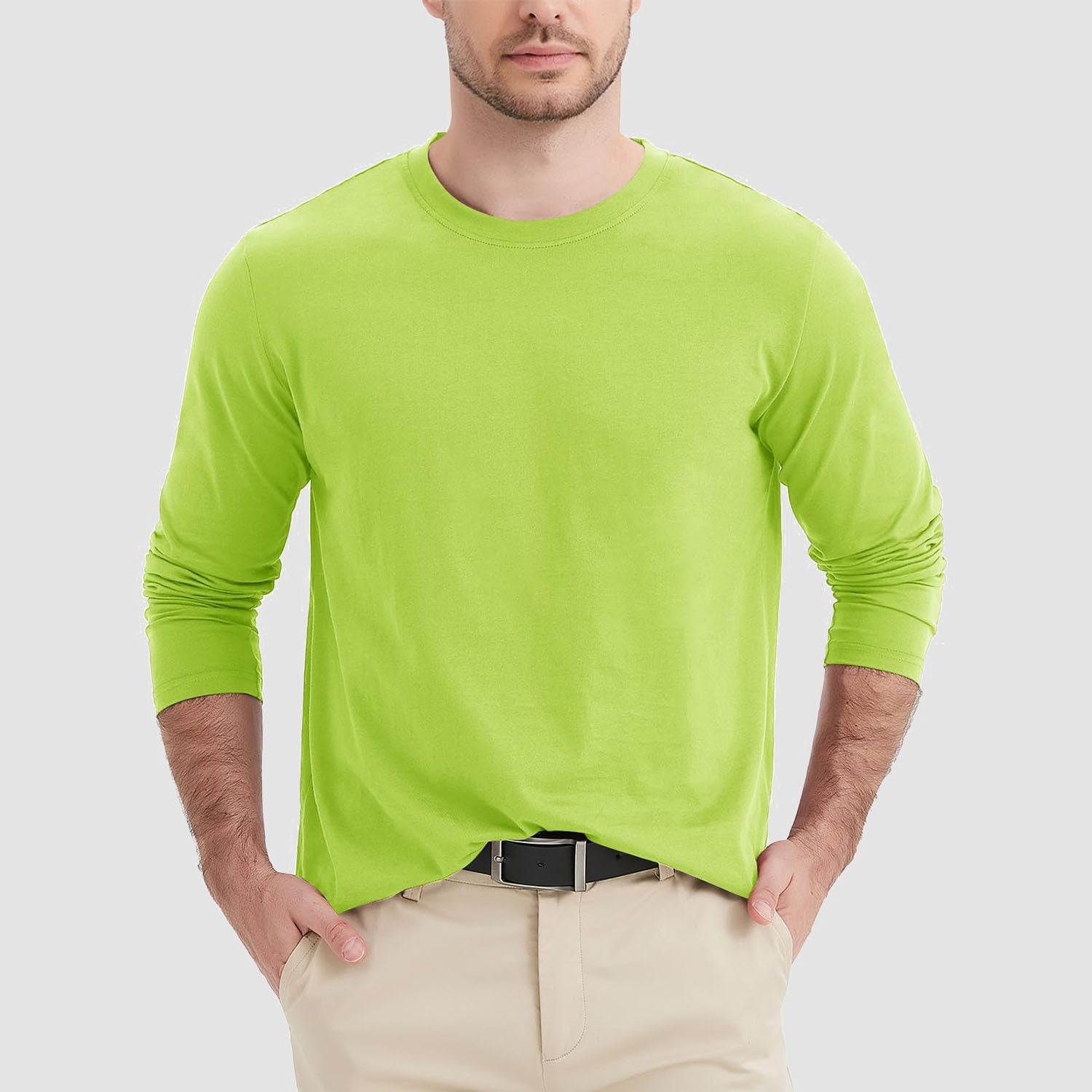 Men's Crew Neck Long Sleeve Shirt Breathable Sports Shirt