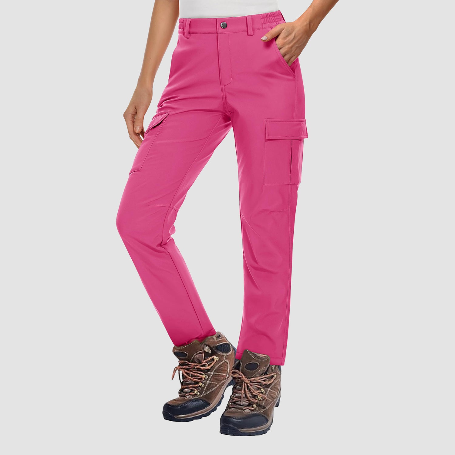 Women's Fleece Lined Softshell Pants Water-resistant Hiking Pants - MAGCOMSEN