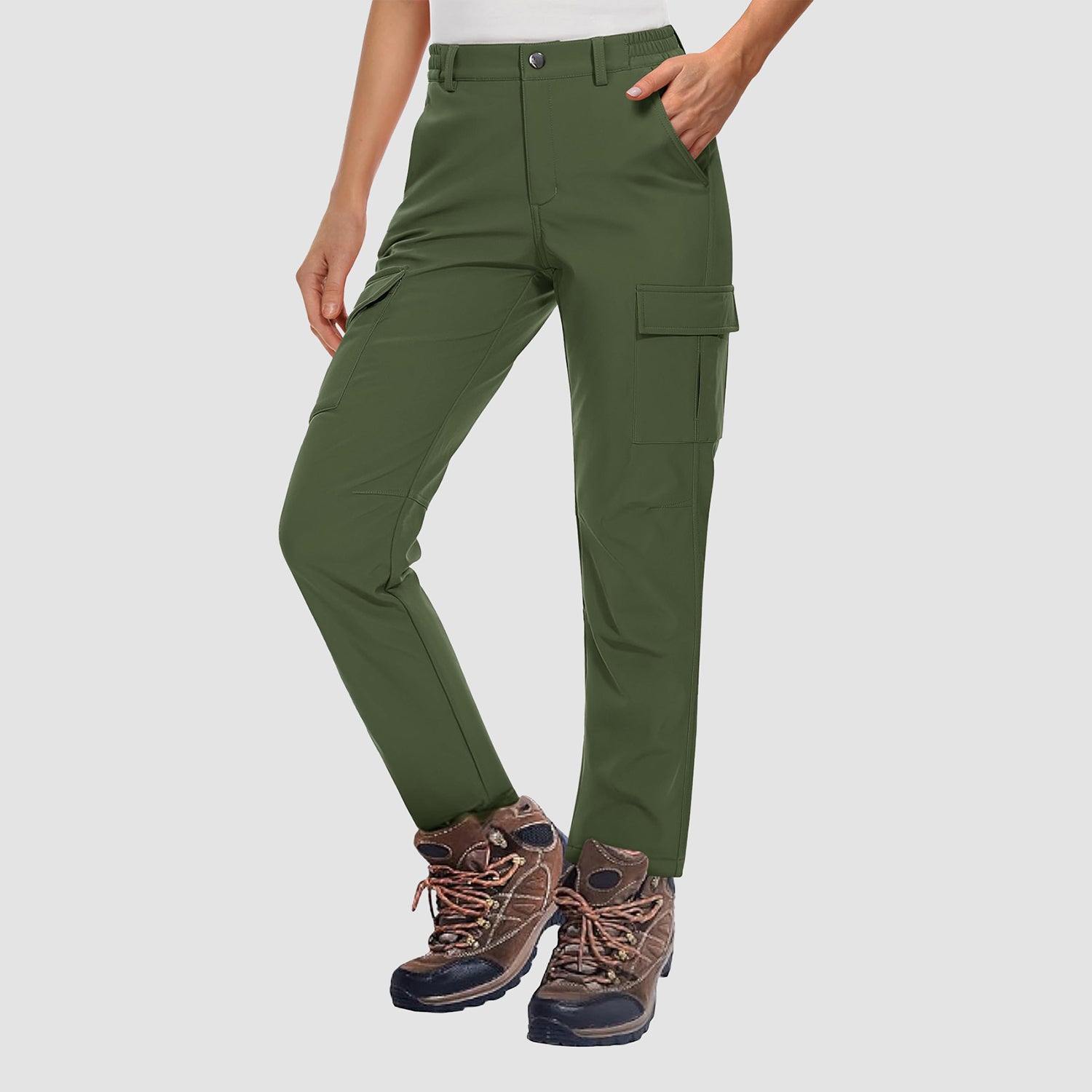 Women's Fleece Lined Softshell Pants Water-resistant Hiking Pants - MAGCOMSEN