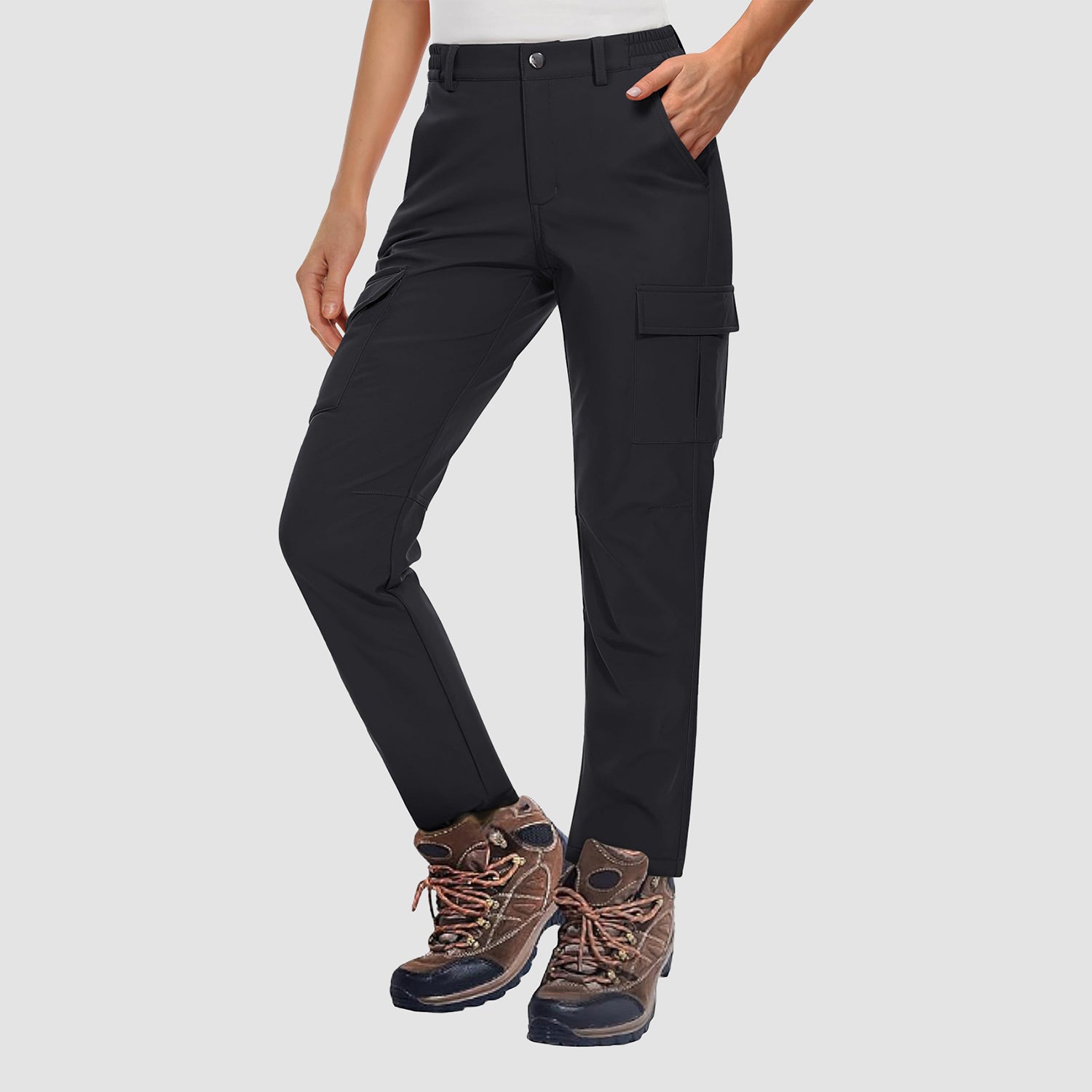 Women's Fleece Lined Softshell Pants Water-resistant Hiking Pants - MAGCOMSEN