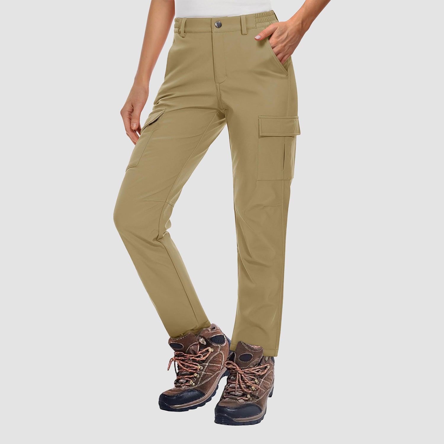 Women's Fleece Lined Softshell Pants Water-resistant Hiking Pants - MAGCOMSEN