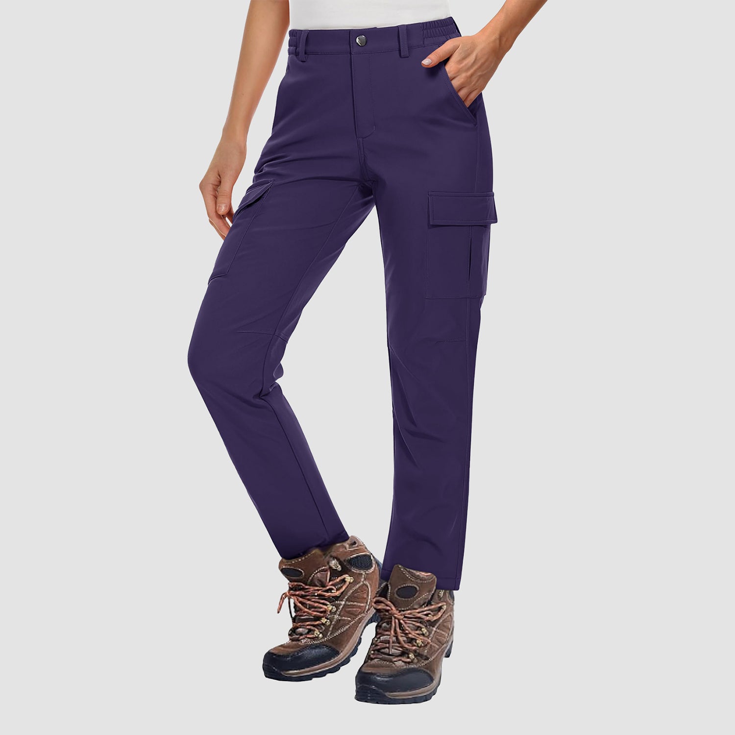 Women's Fleece Lined Softshell Pants Water-resistant Hiking Pants - MAGCOMSEN