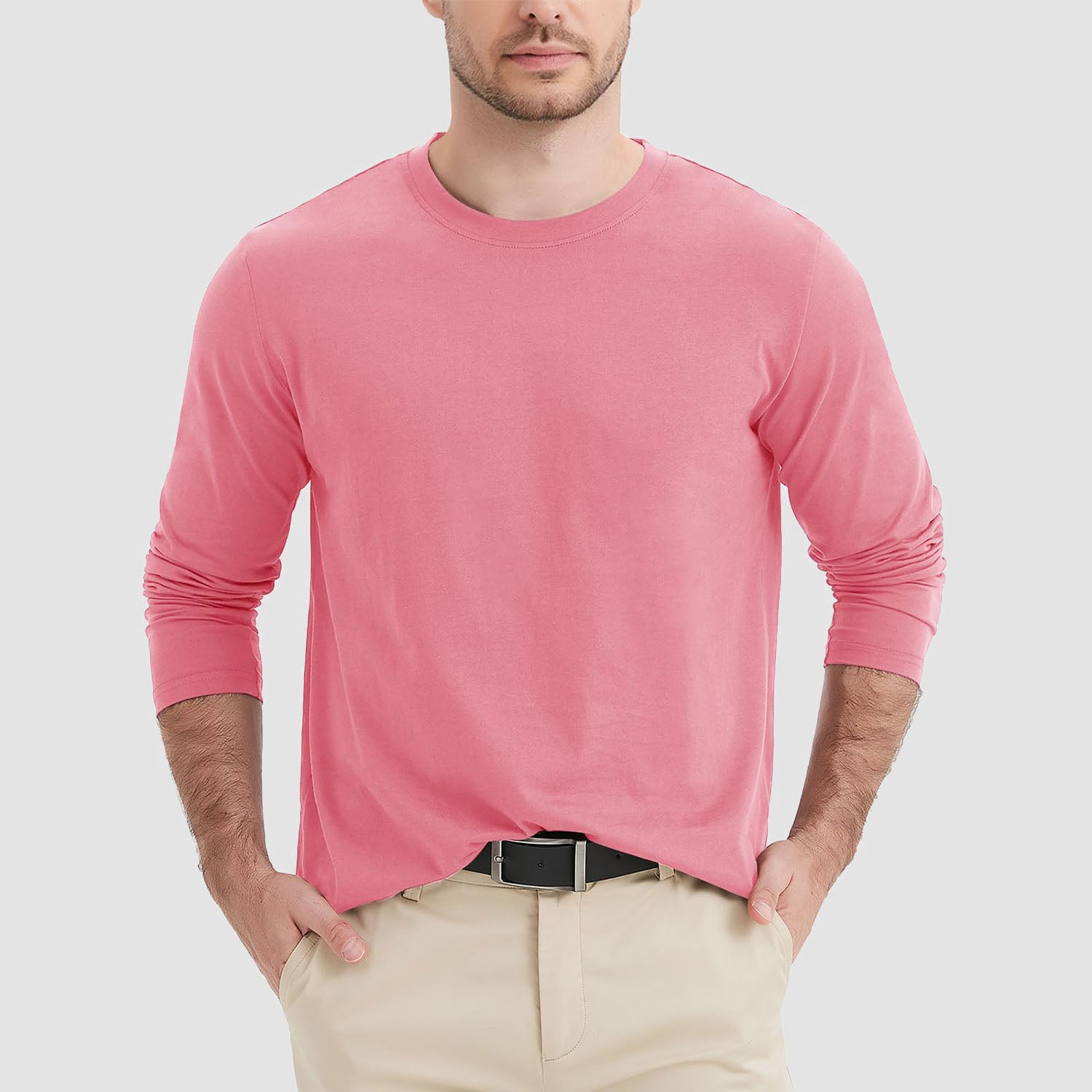 Men's Crew Neck Long Sleeve Shirt Breathable Sports Shirt