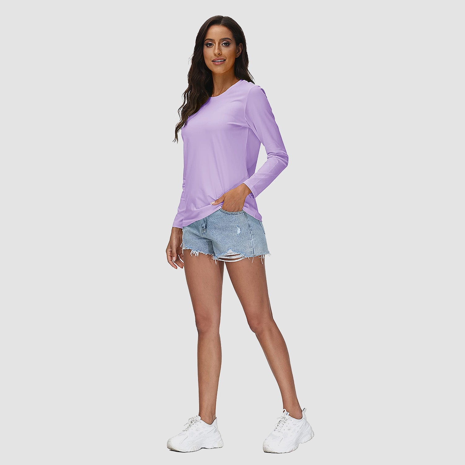 Women's UPF 80+ Long Sleeve Sun Protection Quick-Dry Shirt by MAGCOMSEN ##Color_Light Purple