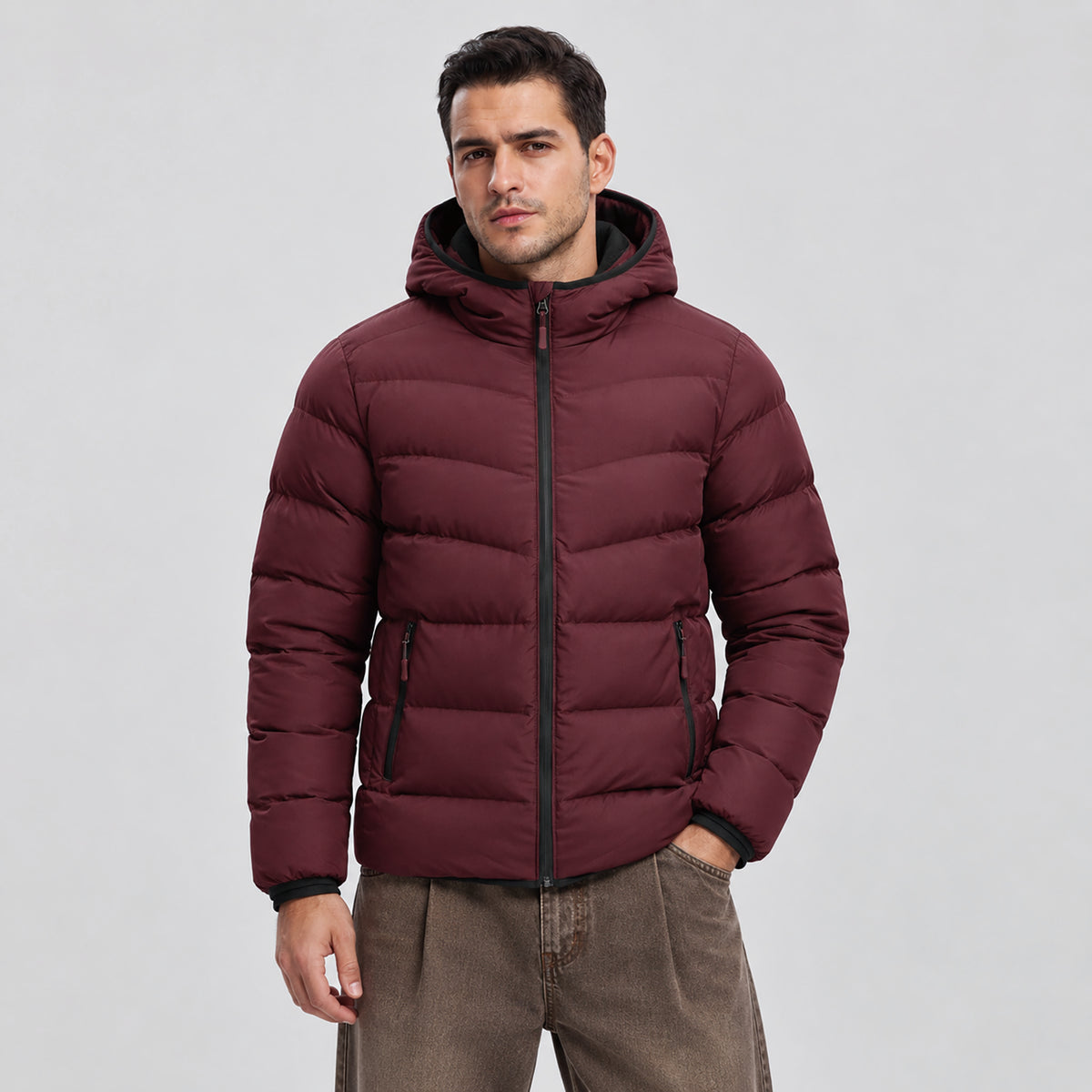 Men's Lightweight Quilted Puffer Jacket with Hood