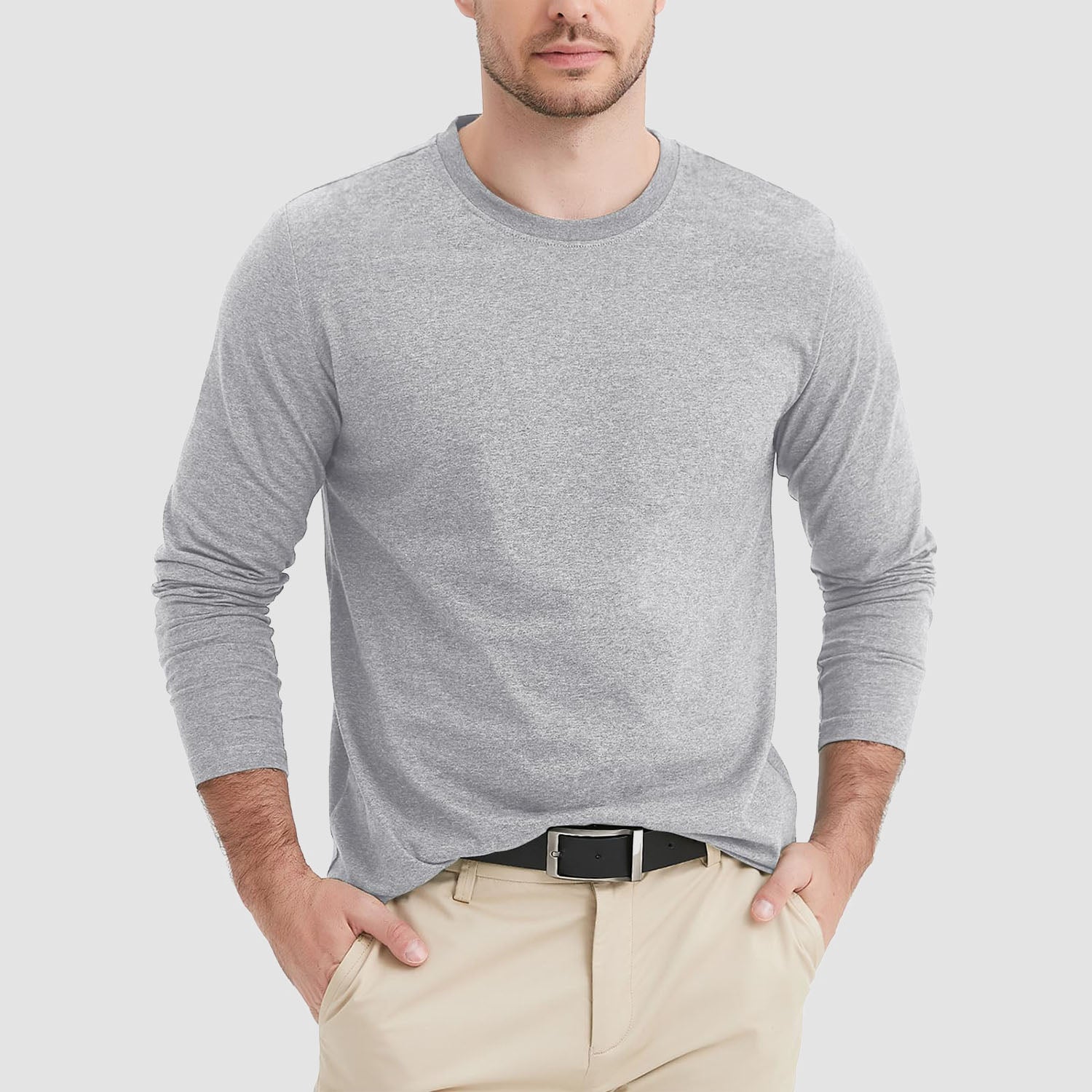 Men's Crew Neck Long Sleeve Shirt Breathable Sports Shirt