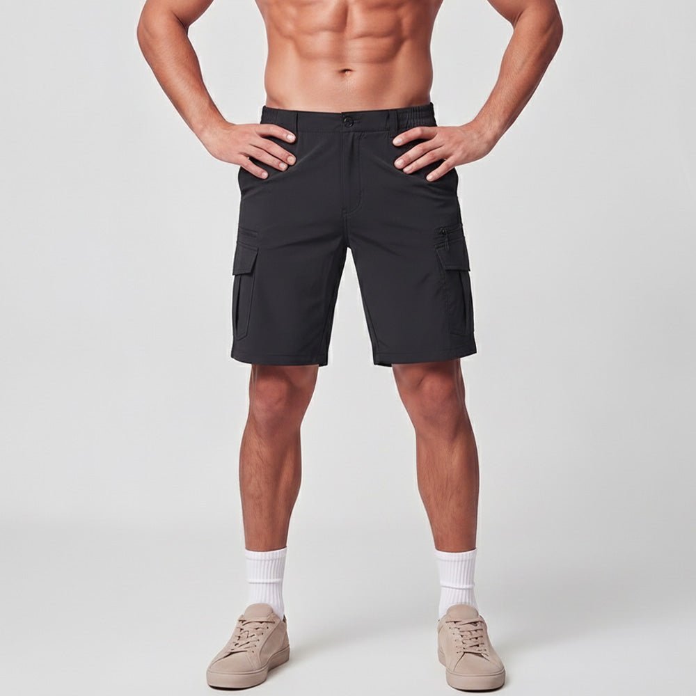 Men 9 Inch Hiking Cargo Shorts - Water Resistant 7 Pocket Stretch Tactical Shorts Black by MAGCOMSEN