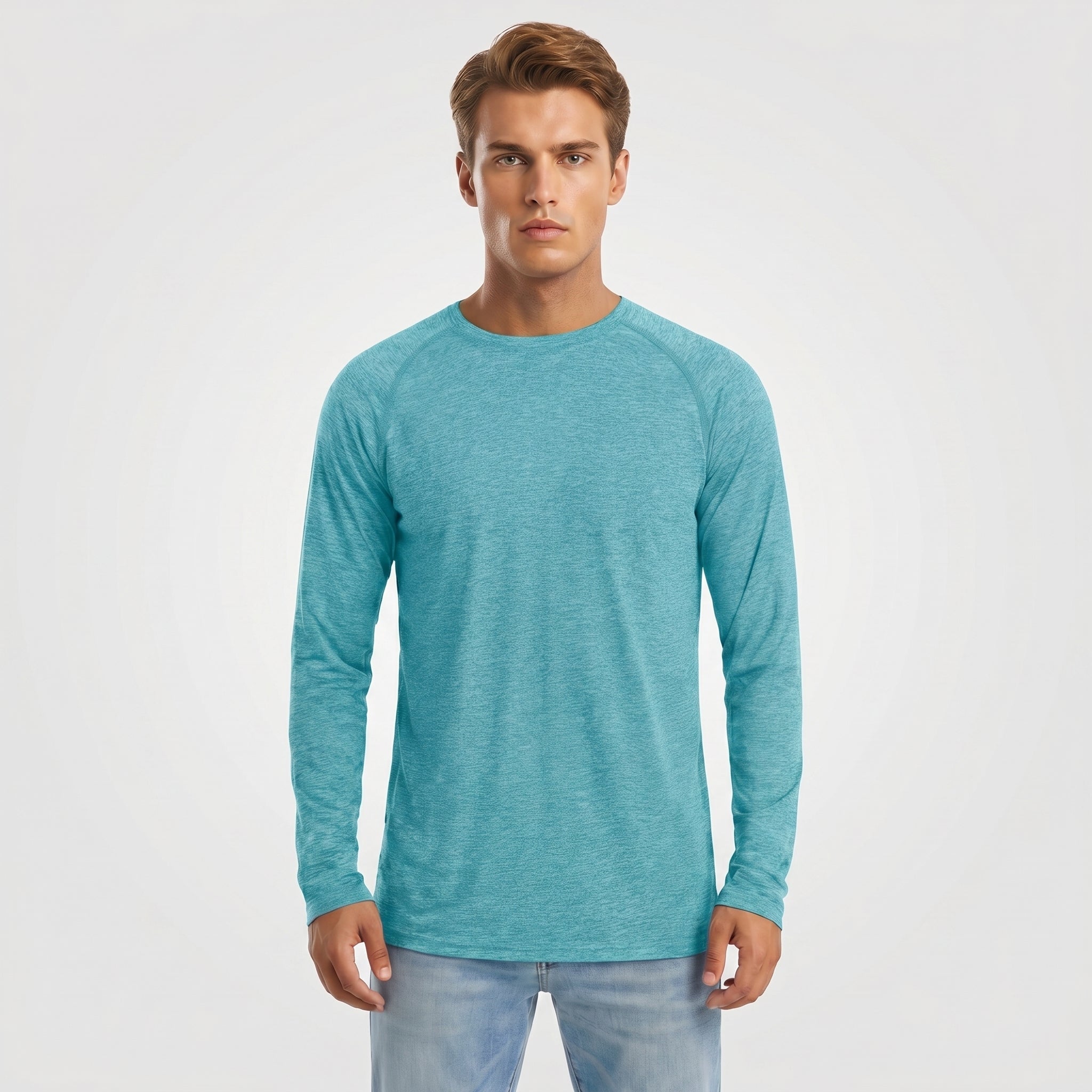 Water Blue MAGCOMSEN Men UPF 50 Plus Sun Protection Shirt - Quick Dry Cooling Long Sleeve Raglan Tee in #Color_Water Blue
