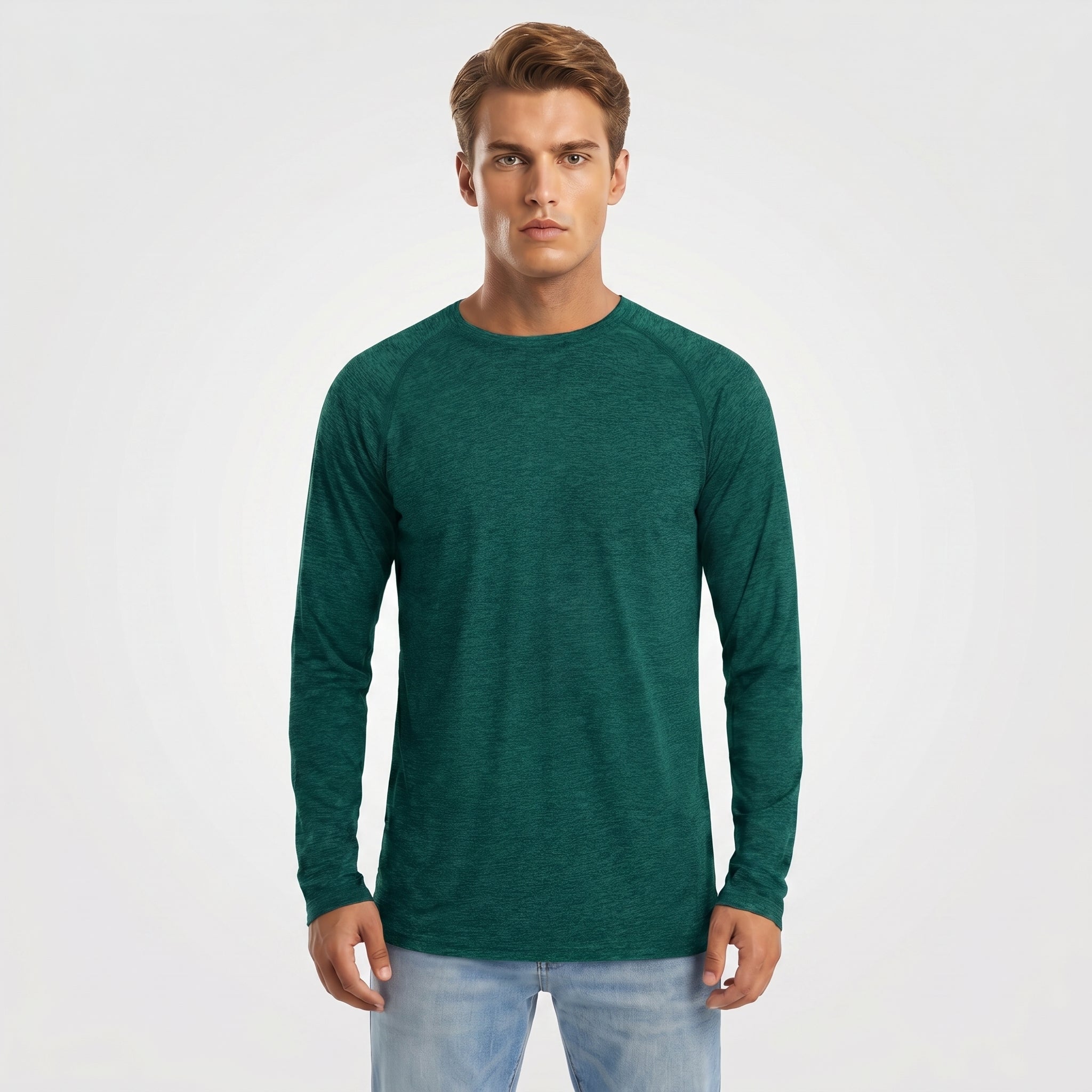 Jade Green MAGCOMSEN Men UPF 50 Plus Sun Protection Shirt - Quick Dry Cooling Long Sleeve Raglan Tee in #Color_Jade Green