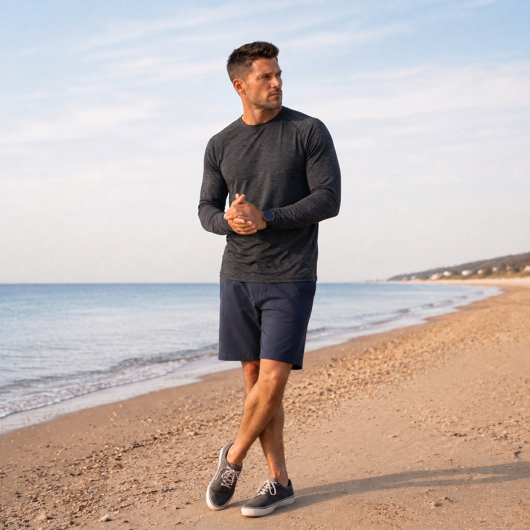 Black MAGCOMSEN Men UPF 50 Plus Sun Protection Shirt - Quick Dry Cooling Long Sleeve Raglan Tee in #Color_Black