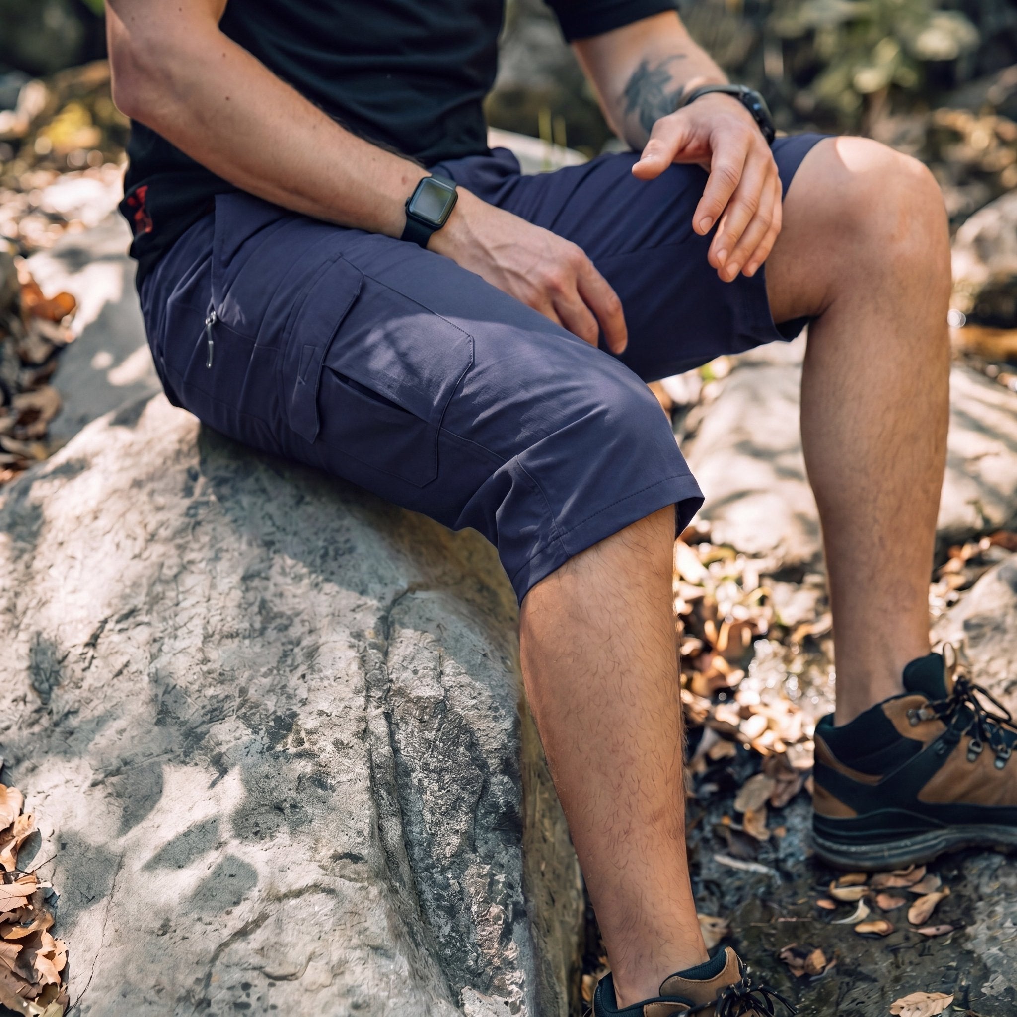 Men's 3/4 Hiking Capri Pants - Quick Dry Below Knee Shorts with 5 Pockets Navy by MAGCOMSEN