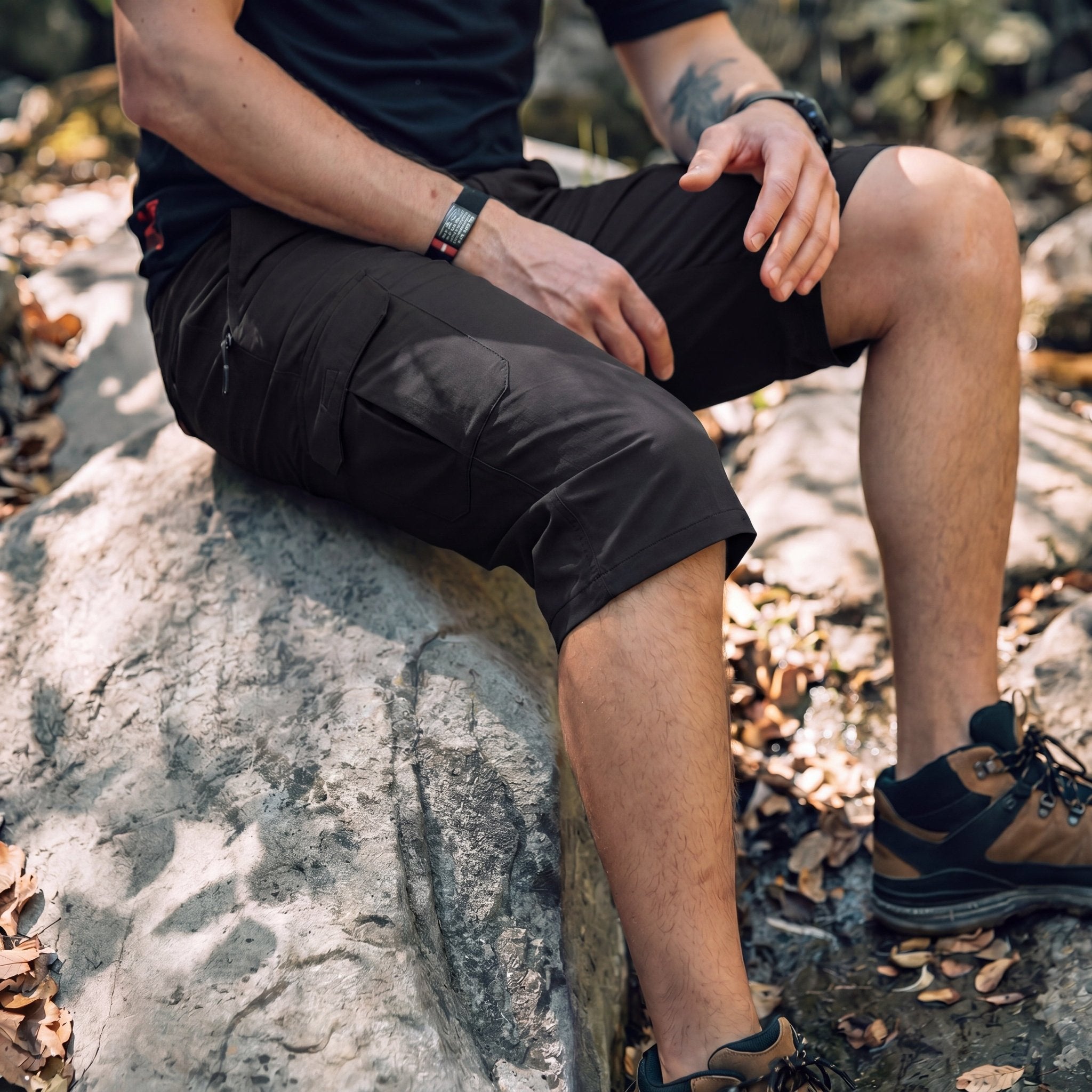 Men's 3/4 Hiking Capri Pants - Quick Dry Below Knee Shorts with 5 Pockets Black by MAGCOMSEN