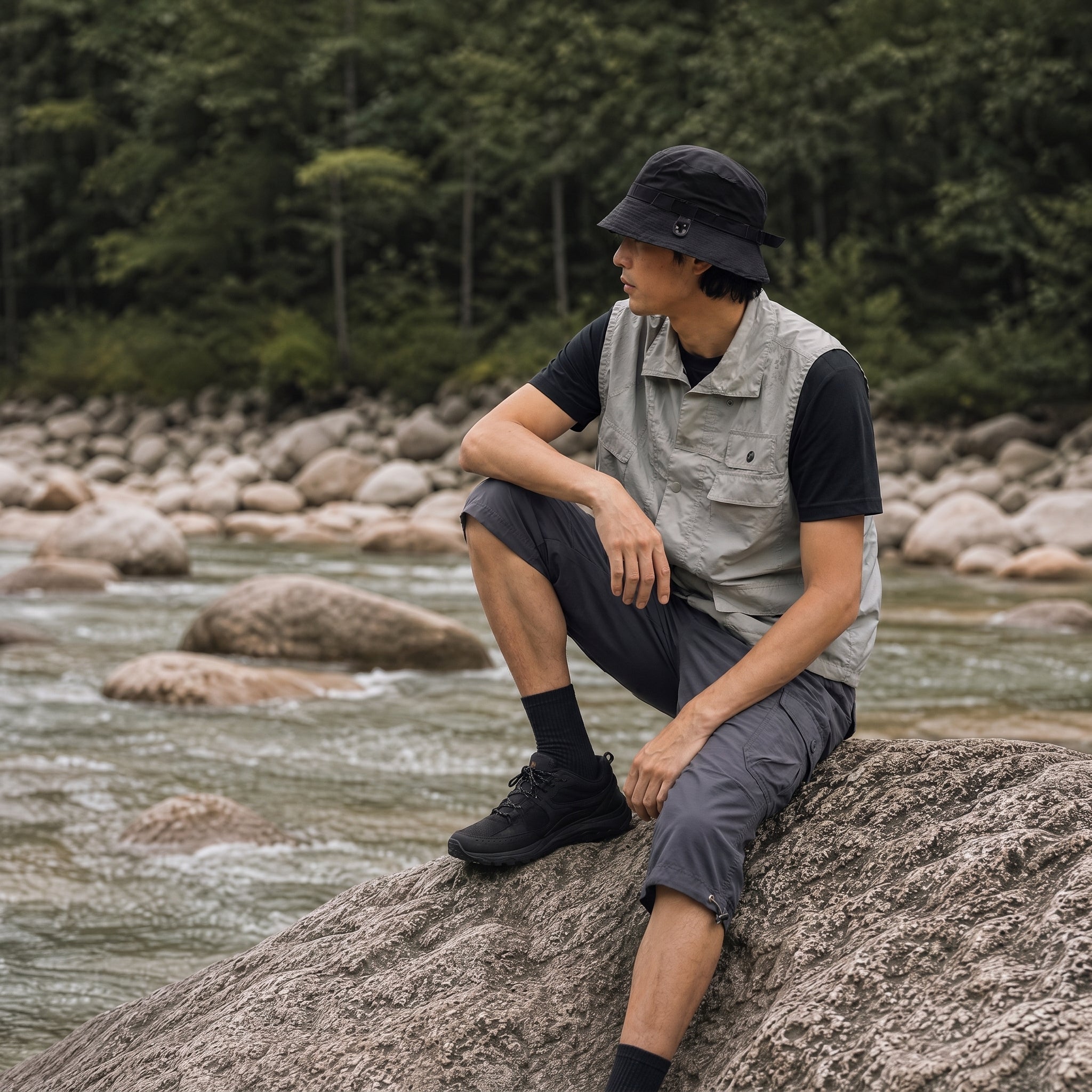 Men's Below Knee Cargo Shorts - Cotton, 7 Pockets, Work Capris Dark Grey by MAGCOMSEN